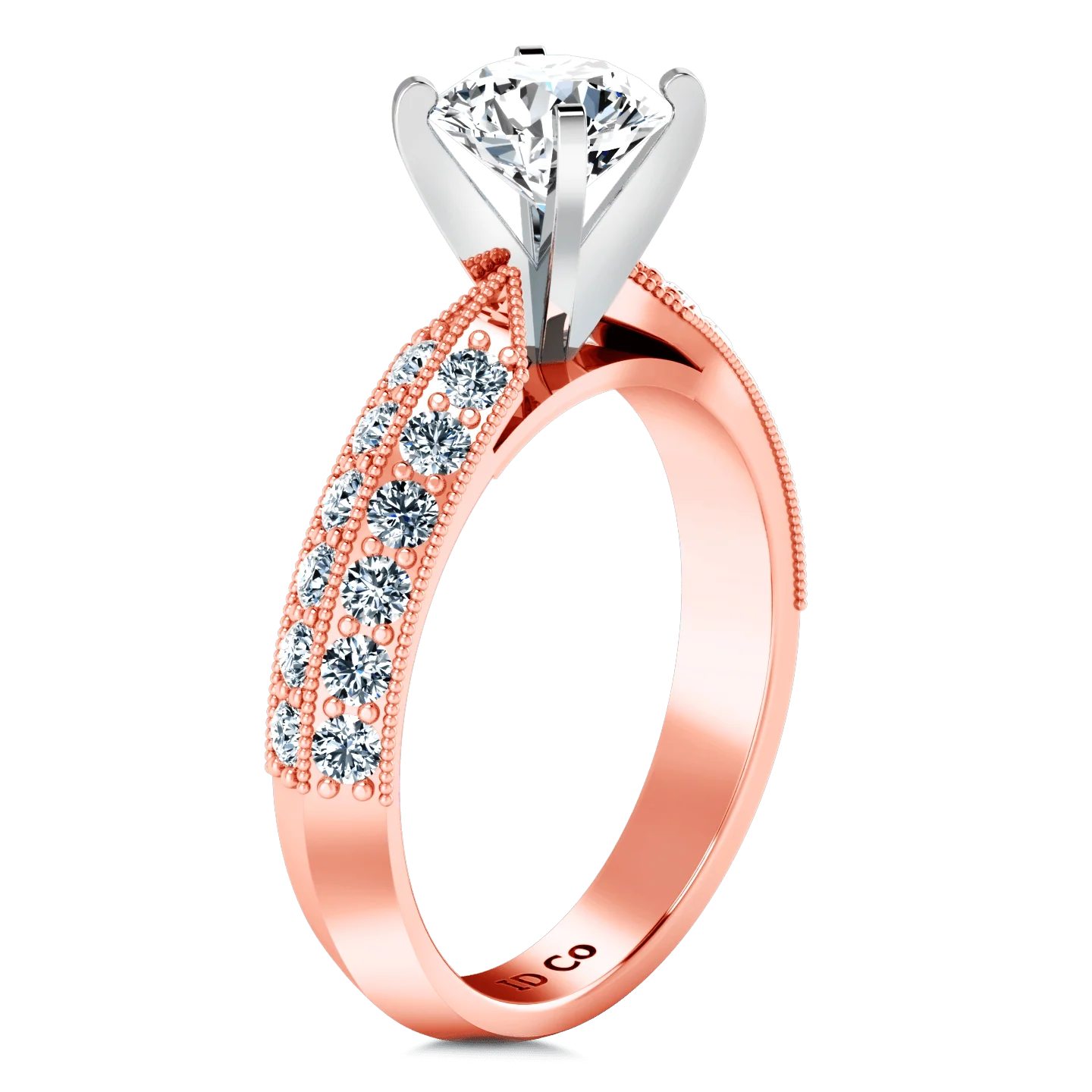 Pave Diamond Engagement Ring Amore 14K Rose Gold - Image 2