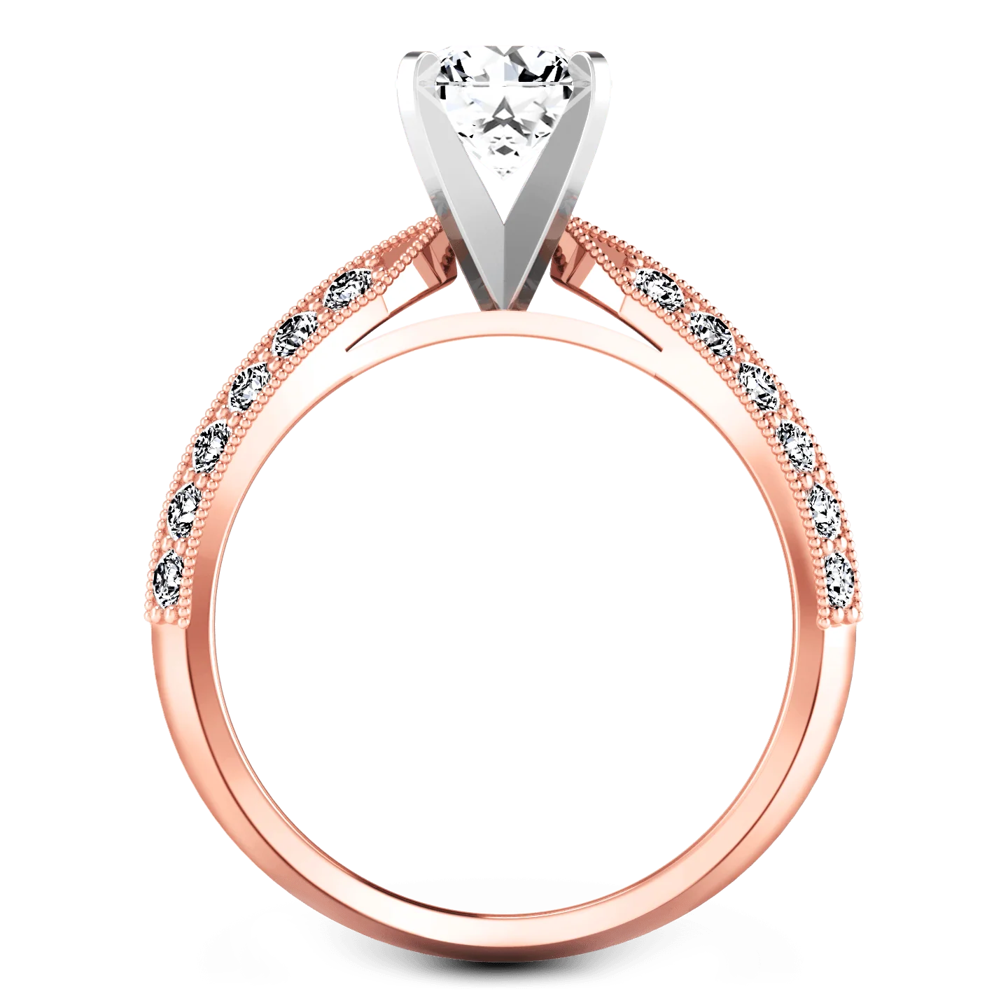 Pave Diamond Engagement Ring Amore 14K Rose Gold - Image 3