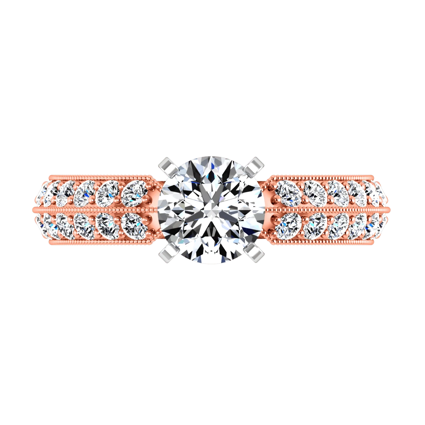 Pave Diamond Engagement Ring Amore 14K Rose Gold - Image 4