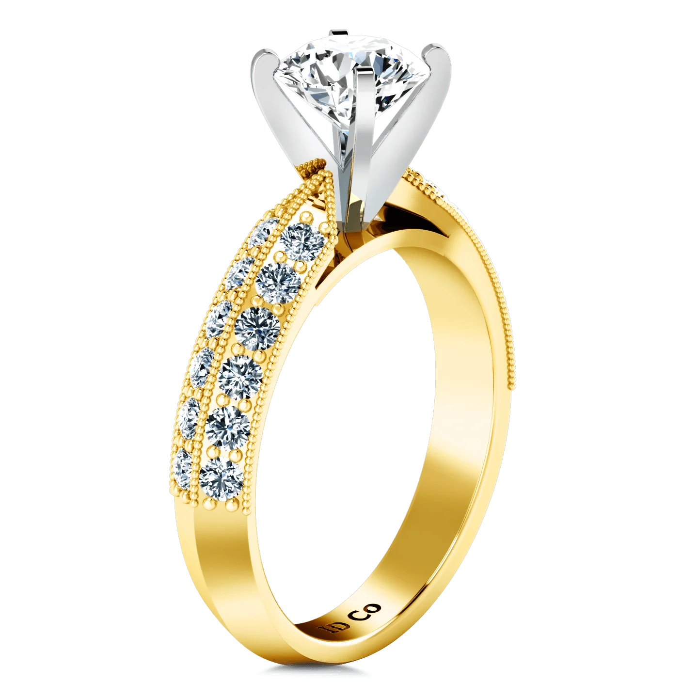 Pave Diamond EngagementRing Amore 14K Yellow Gold - Image 2