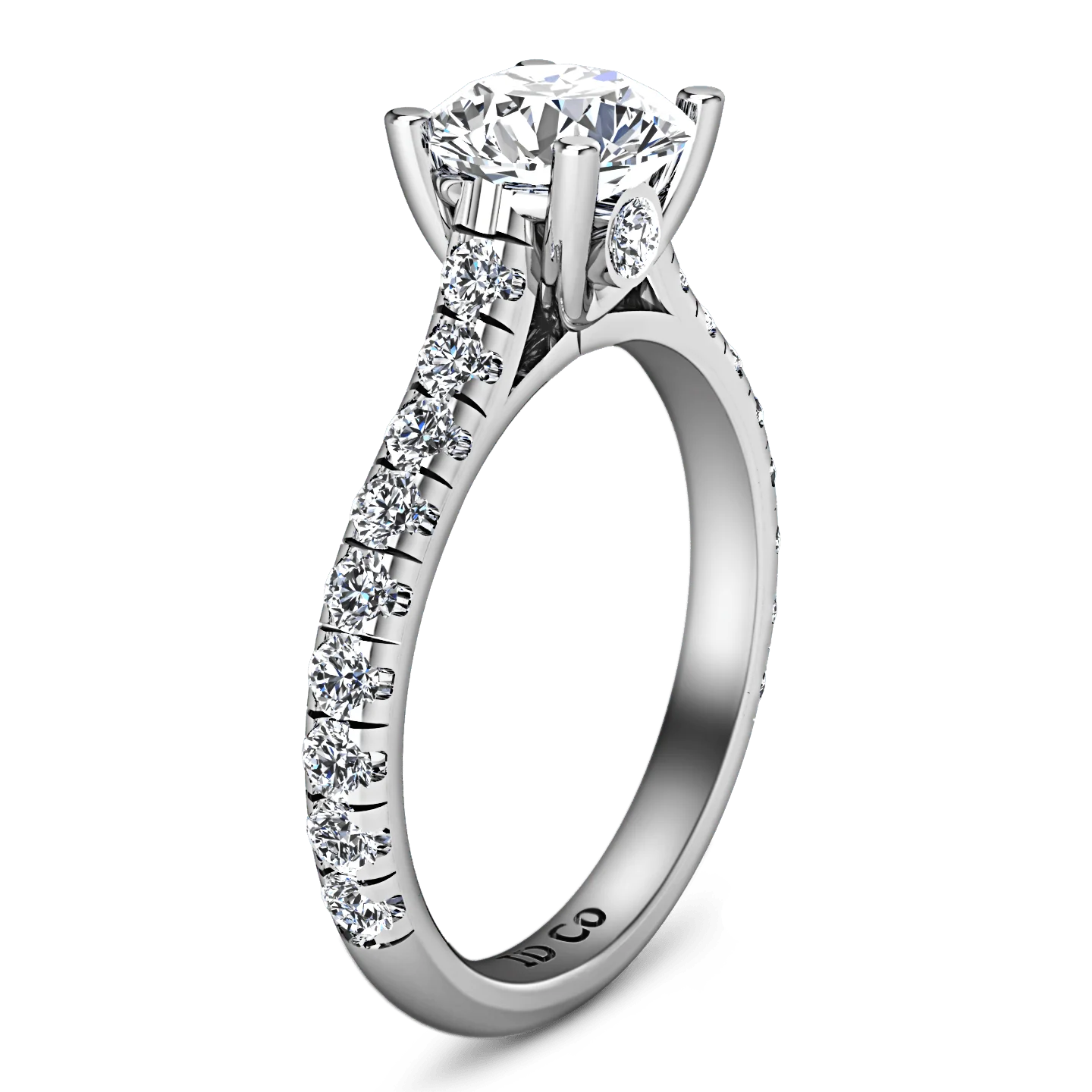 Round Diamond Pave Engagement Ring Anabelle 14K White Gold - Image 2