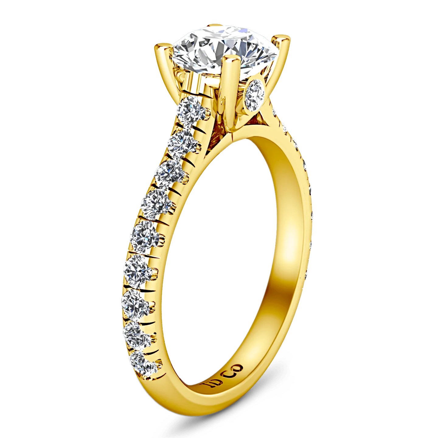 Pave Diamond EngagementRing Anabelle 14K Yellow Gold - Image 2