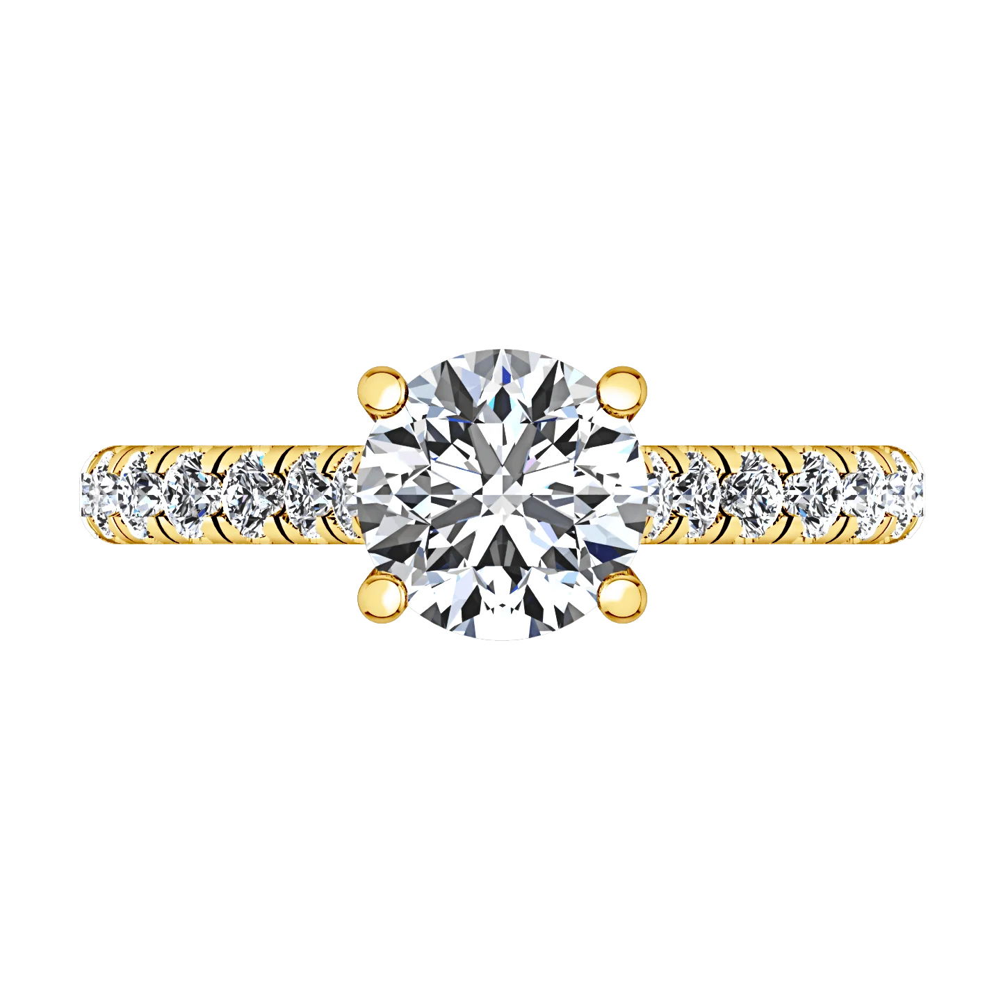 Pave Diamond EngagementRing Anabelle 14K Yellow Gold - Image 4