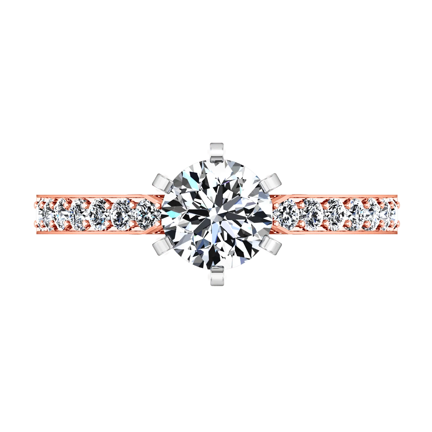 Pave Diamond Engagement Ring Arabesque 14K Rose Gold - Image 4