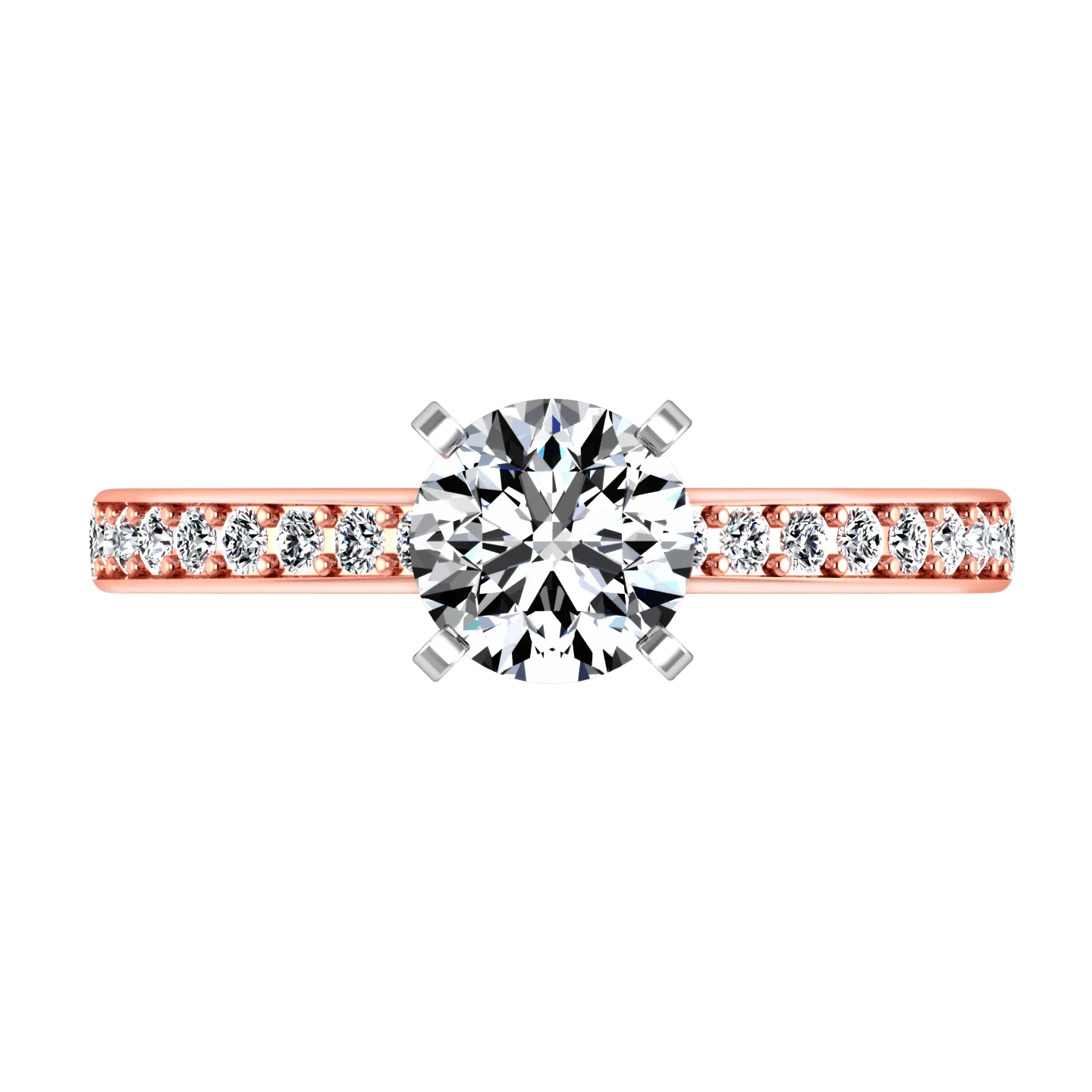 Pave Diamond Engagement Ring Belle 14K Rose Gold - Image 4