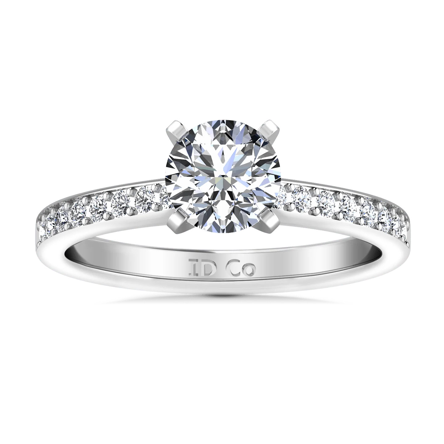 Round Diamond Pave Engagement Ring Belle 14K White Gold