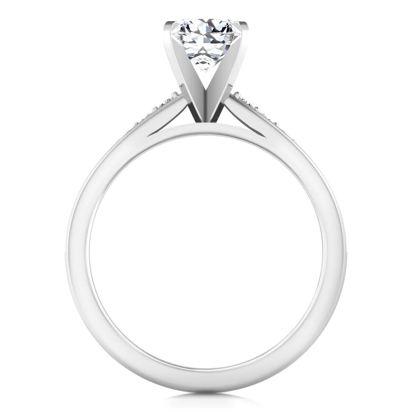 Round Diamond Pave Engagement Ring Belle 14K White Gold - Image 3