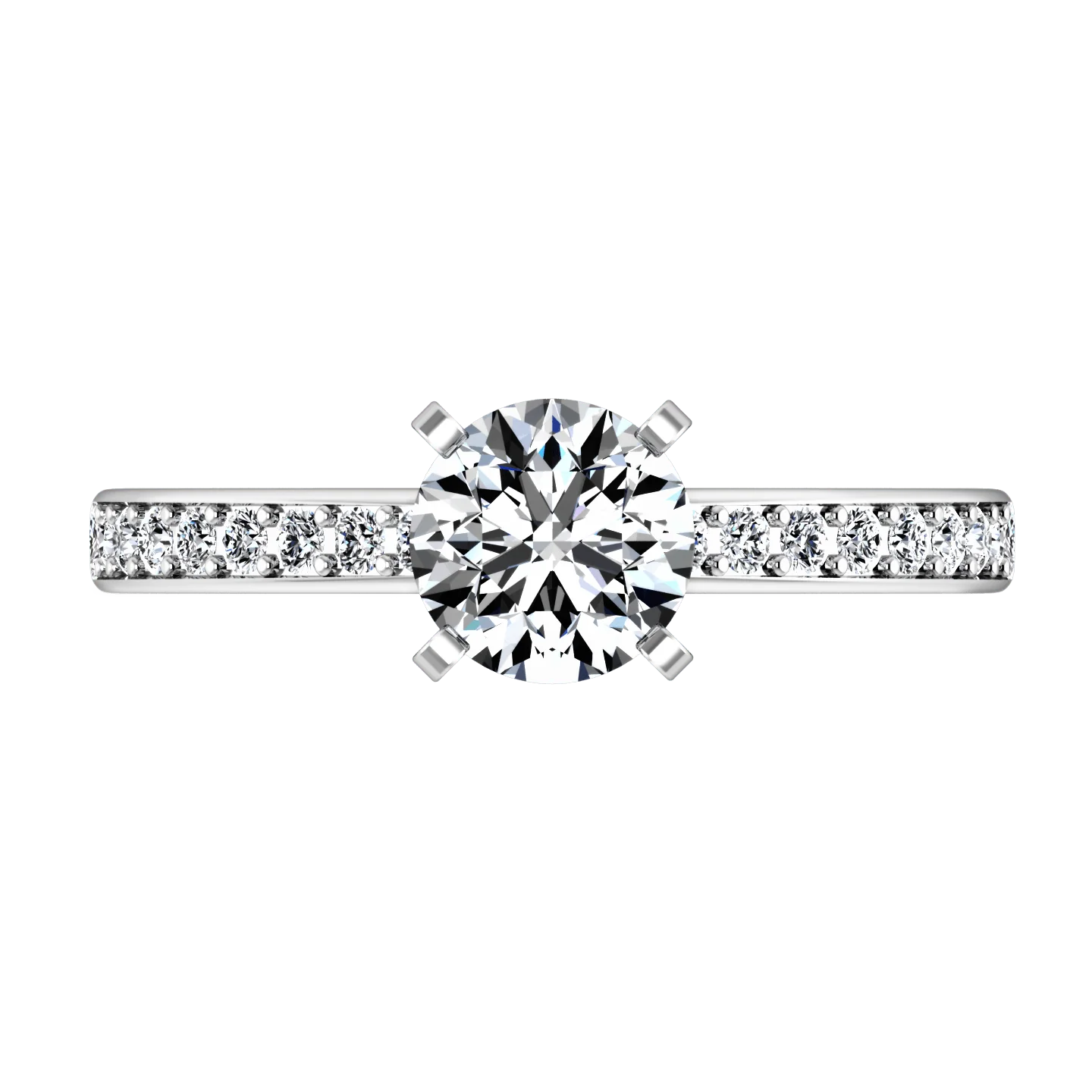 Round Diamond Pave Engagement Ring Belle 14K White Gold - Image 4