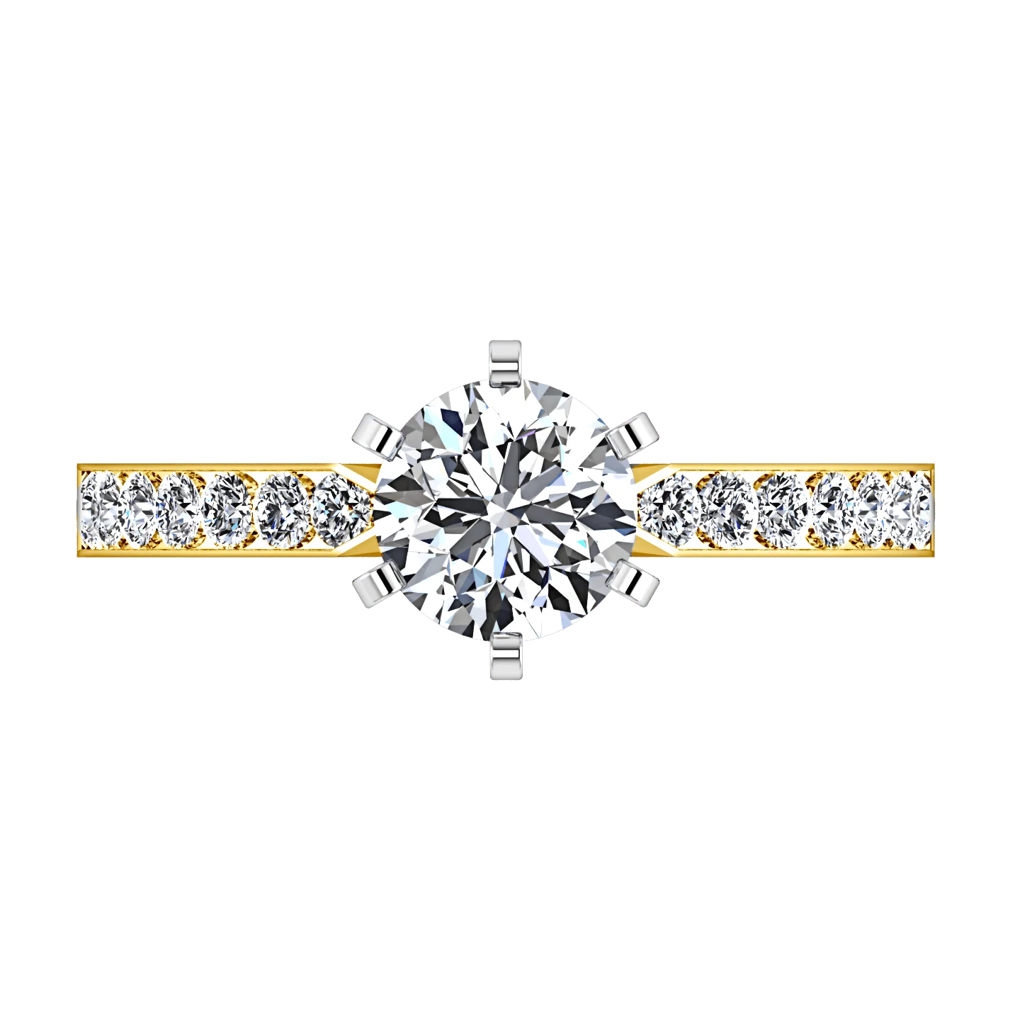 Pave Diamond EngagementRing Bianca 14K Yellow Gold - Image 3