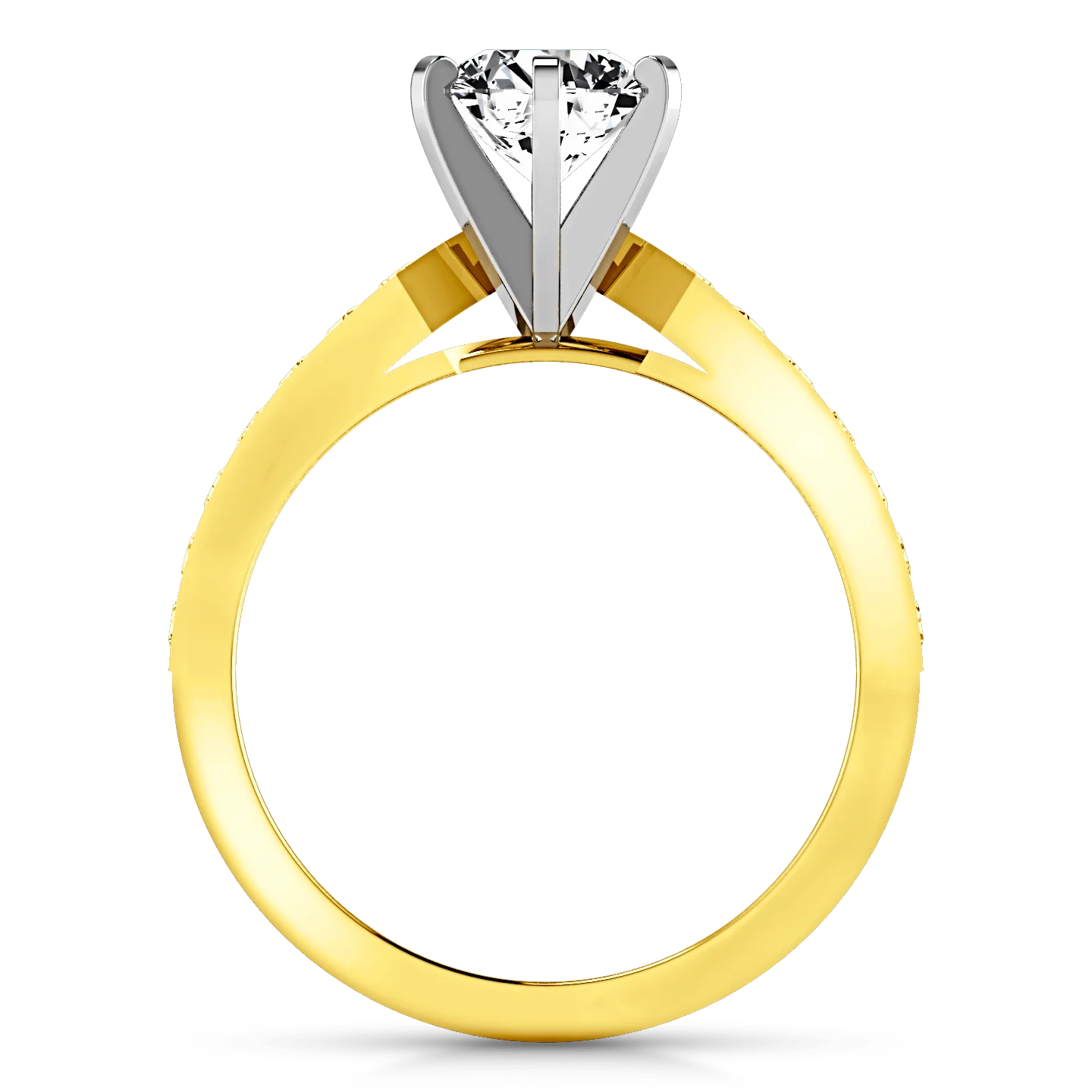 Pave Diamond EngagementRing Bianca 14K Yellow Gold - Image 4