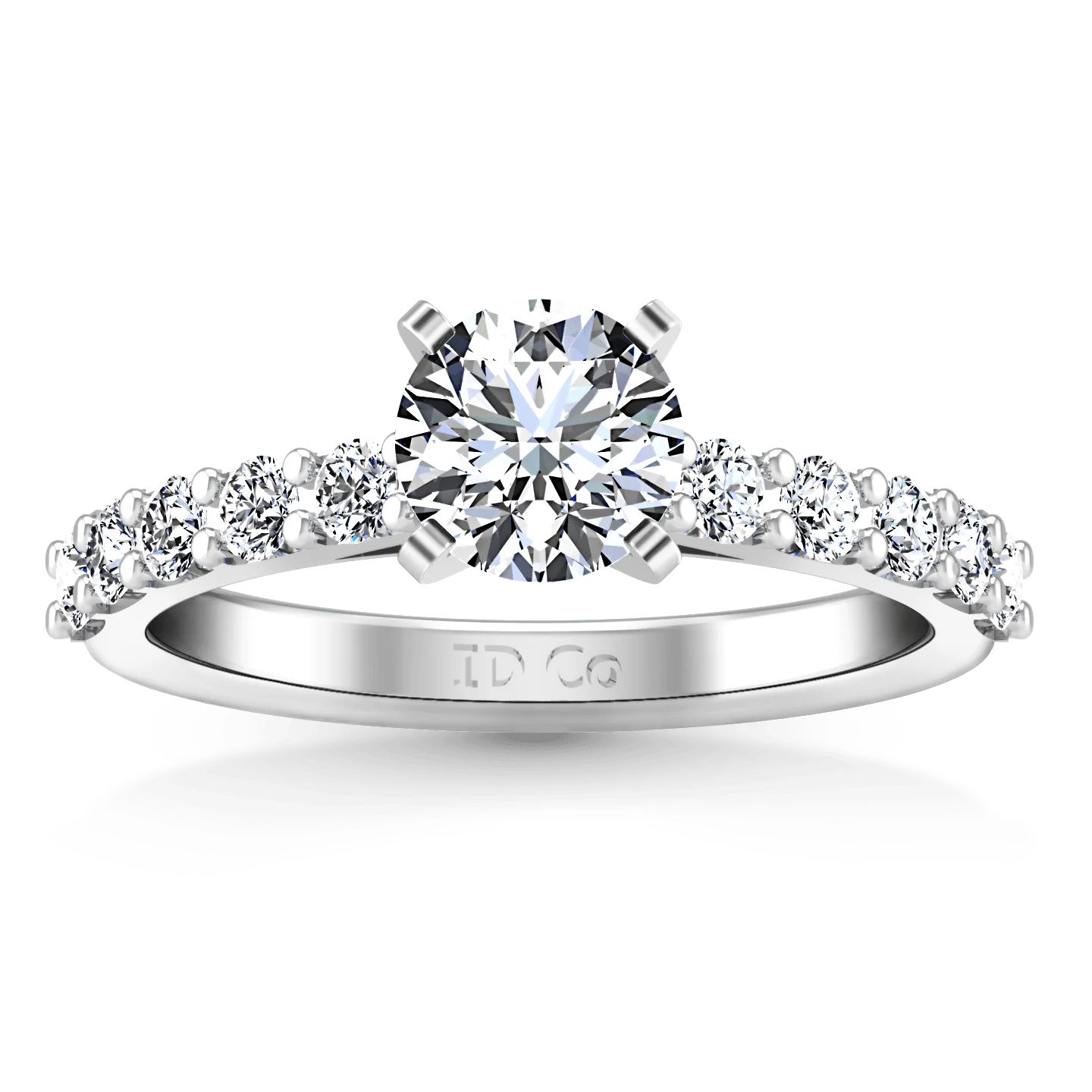 Round Diamond Pave Engagement Ring Cherish 14K White Gold