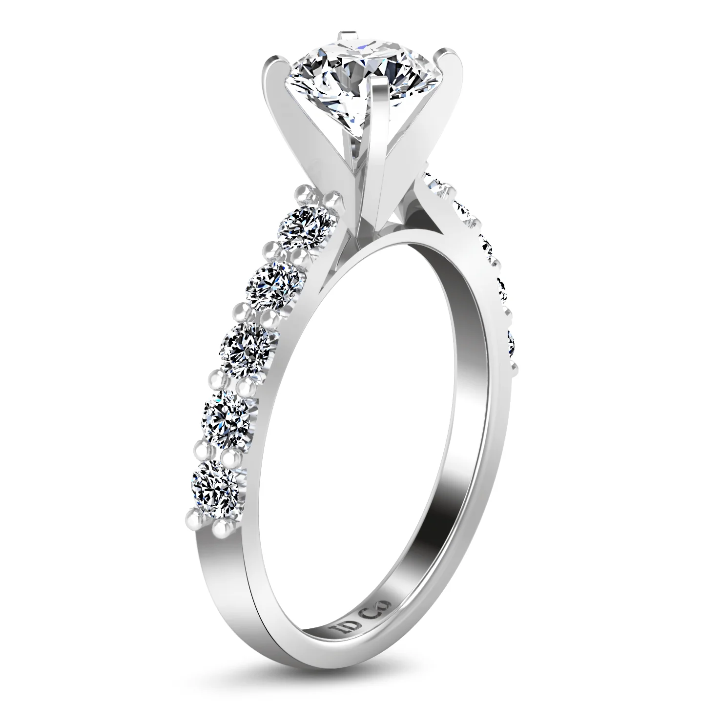 Round Diamond Pave Engagement Ring Cherish 14K White Gold - Image 2