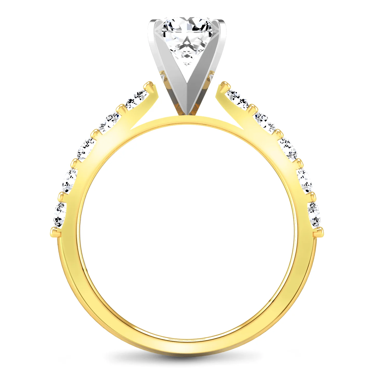 Pave Diamond EngagementRing Cherish 14K Yellow Gold - Image 3