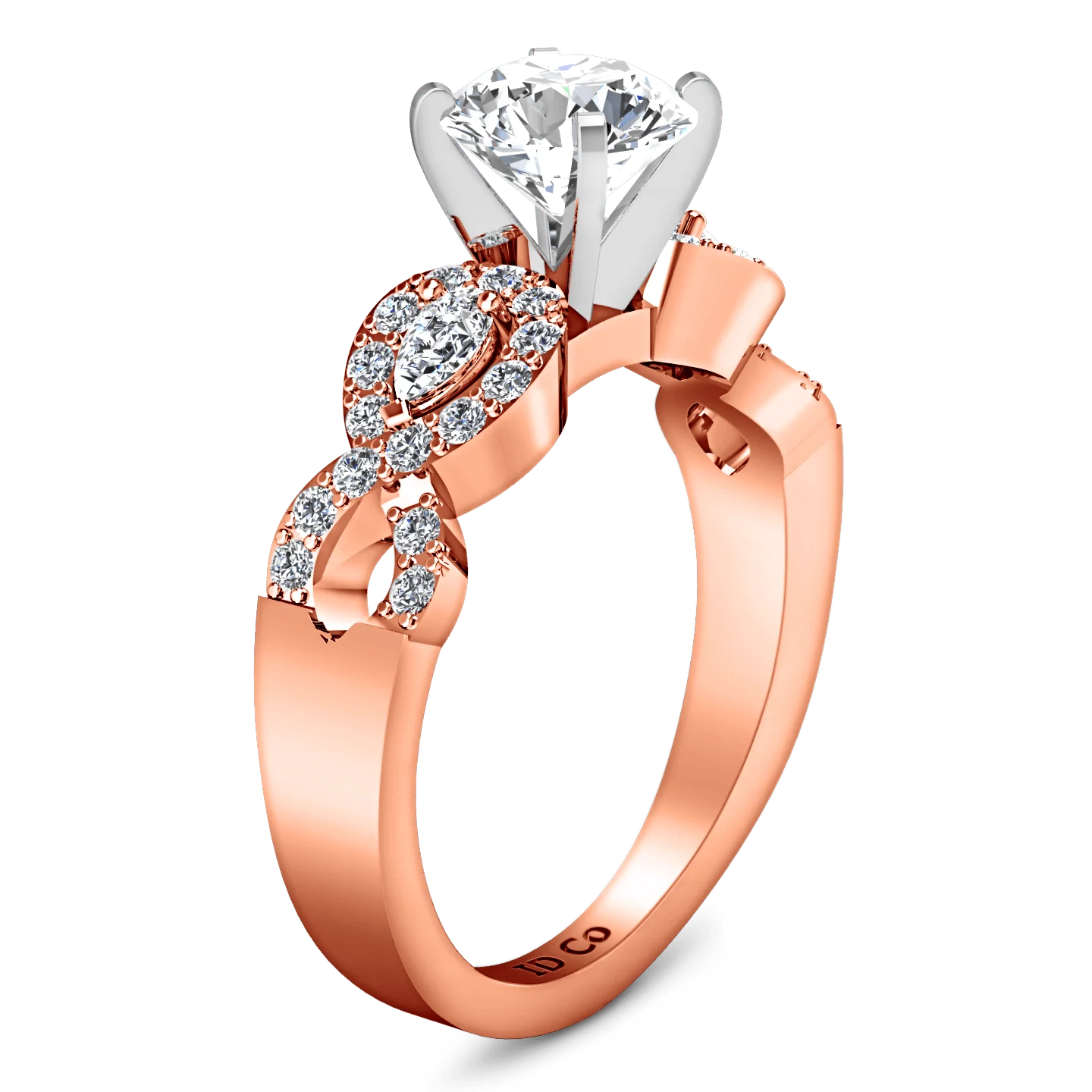 Pave Diamond Engagement Ring Chloe 14K Rose Gold - Image 2