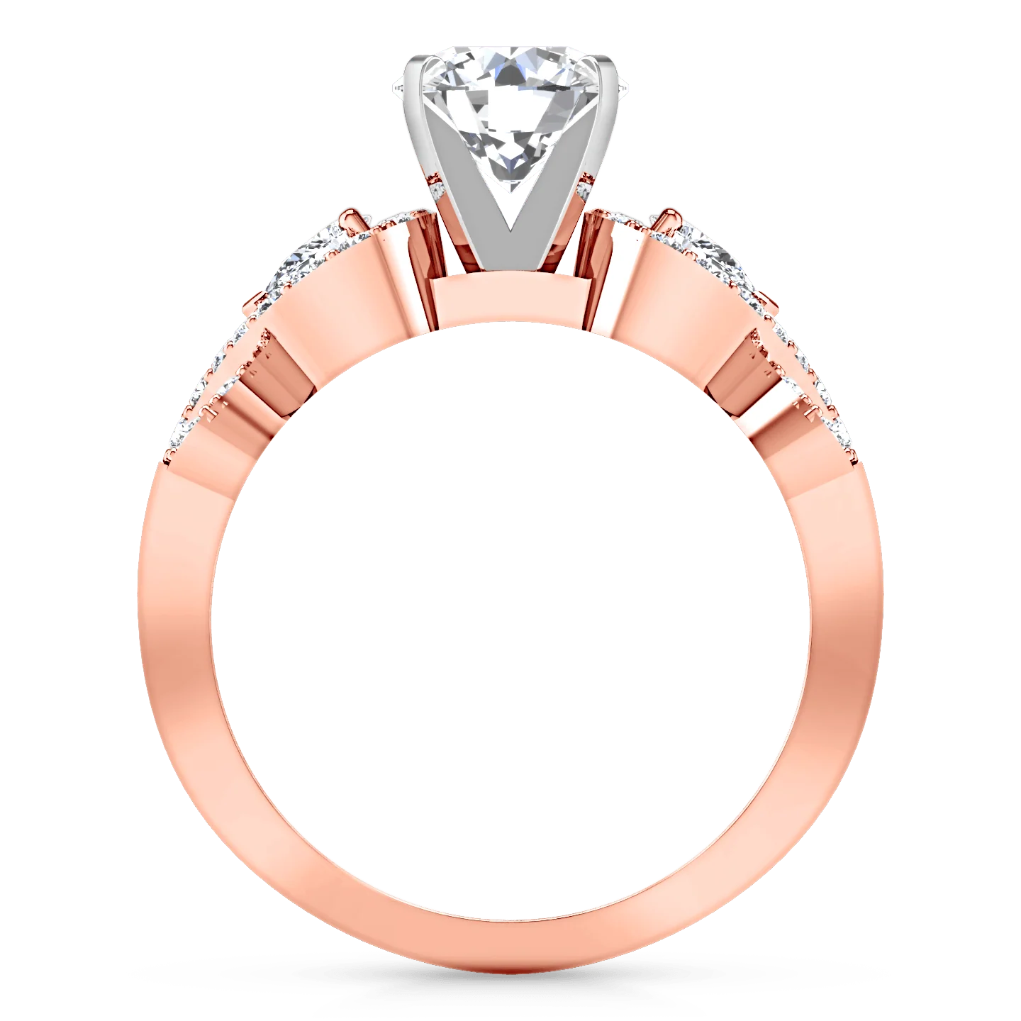 Pave Diamond Engagement Ring Chloe 14K Rose Gold - Image 3