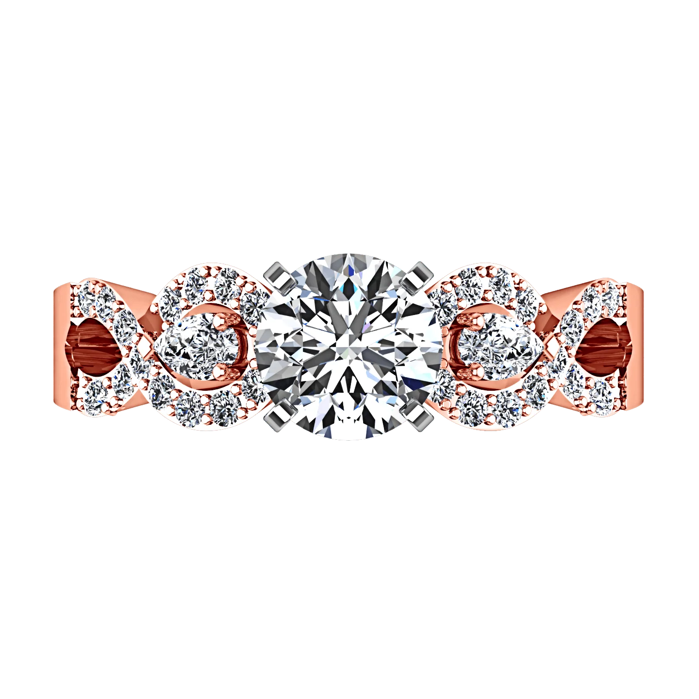 Pave Diamond Engagement Ring Chloe 14K Rose Gold - Image 4