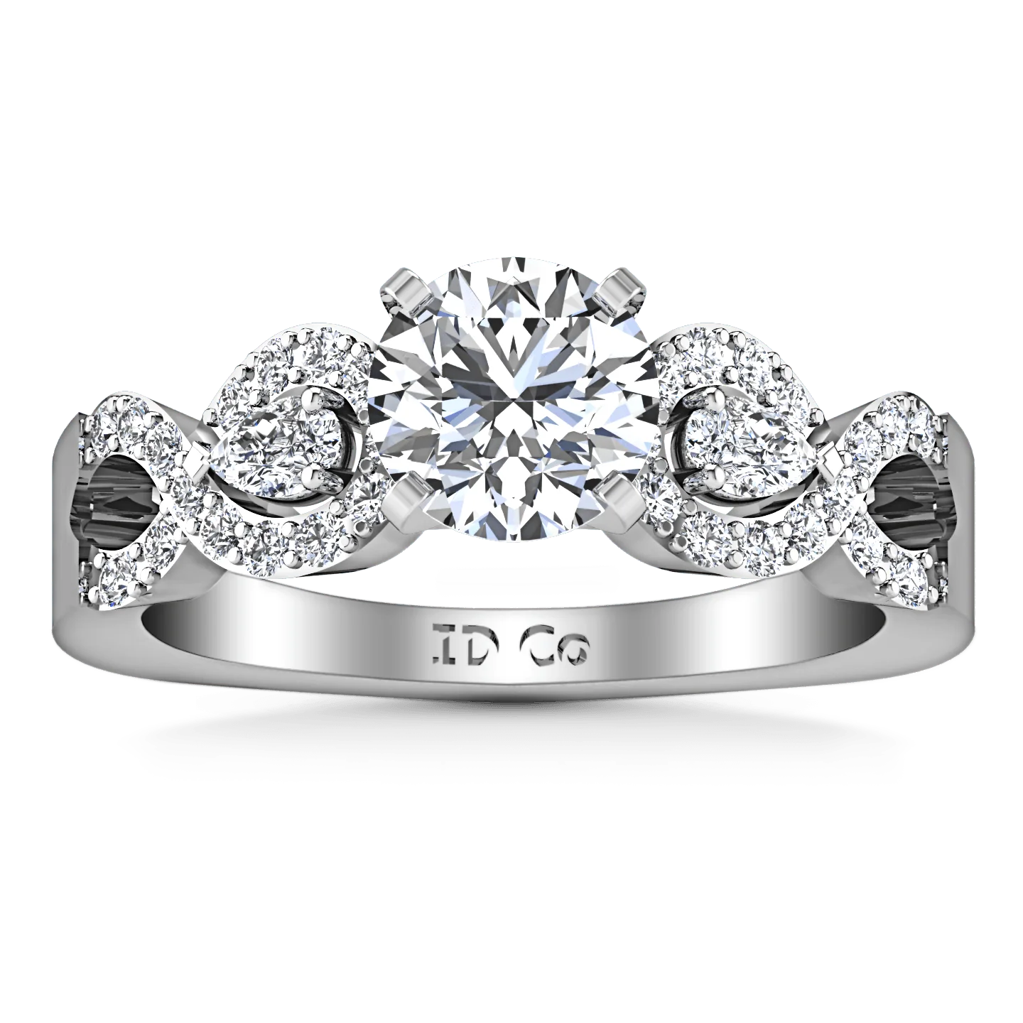 Round Diamond Pave Engagement Ring Chloe 14K White Gold