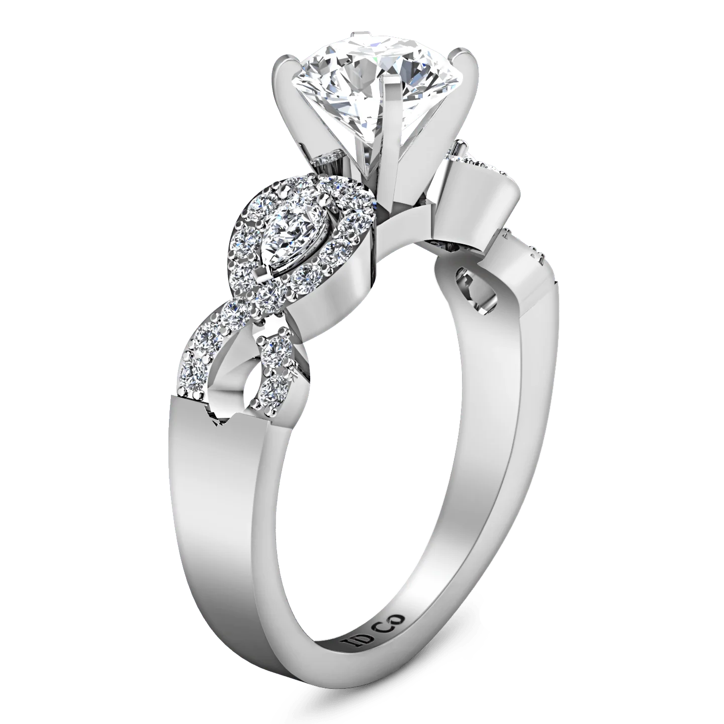 Round Diamond Pave Engagement Ring Chloe 14K White Gold - Image 2