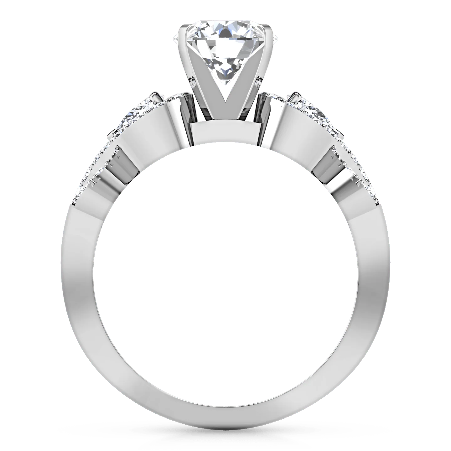 Round Diamond Pave Engagement Ring Chloe 14K White Gold - Image 3