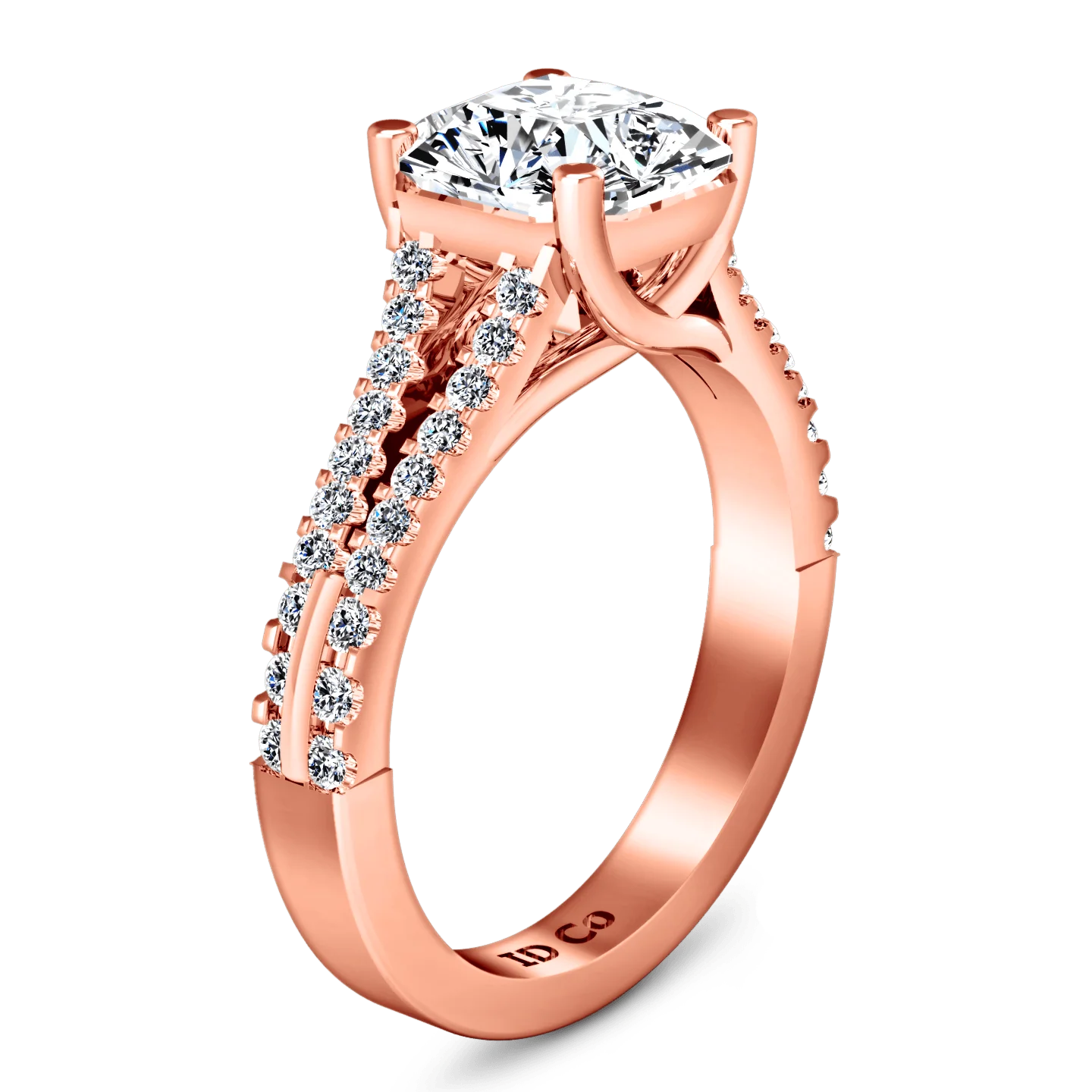 Pave Diamond Cushion Cut Engagement Ring Dahlia 14K Rose Gold - Image 2