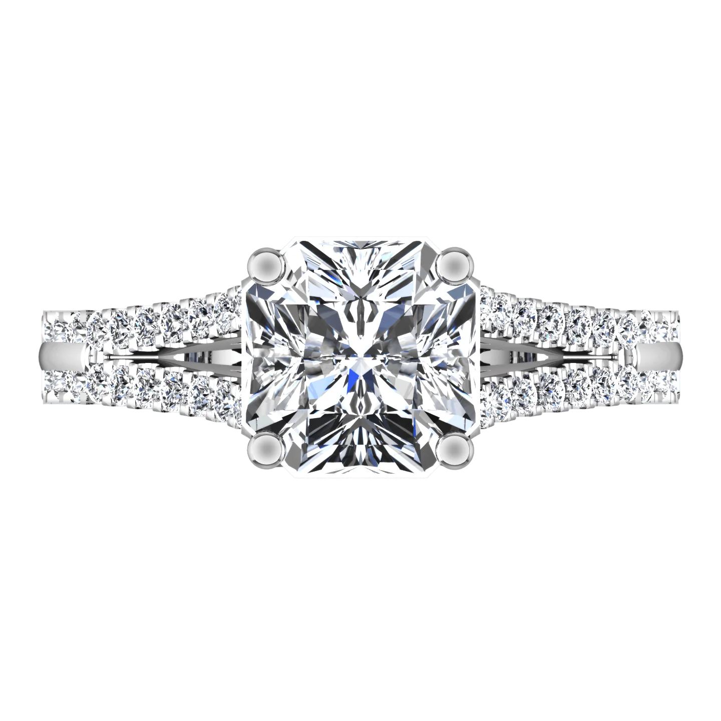 Pave Cushion Cut Diamond Engagement Ring Dahlia 14K White Gold - Image 4