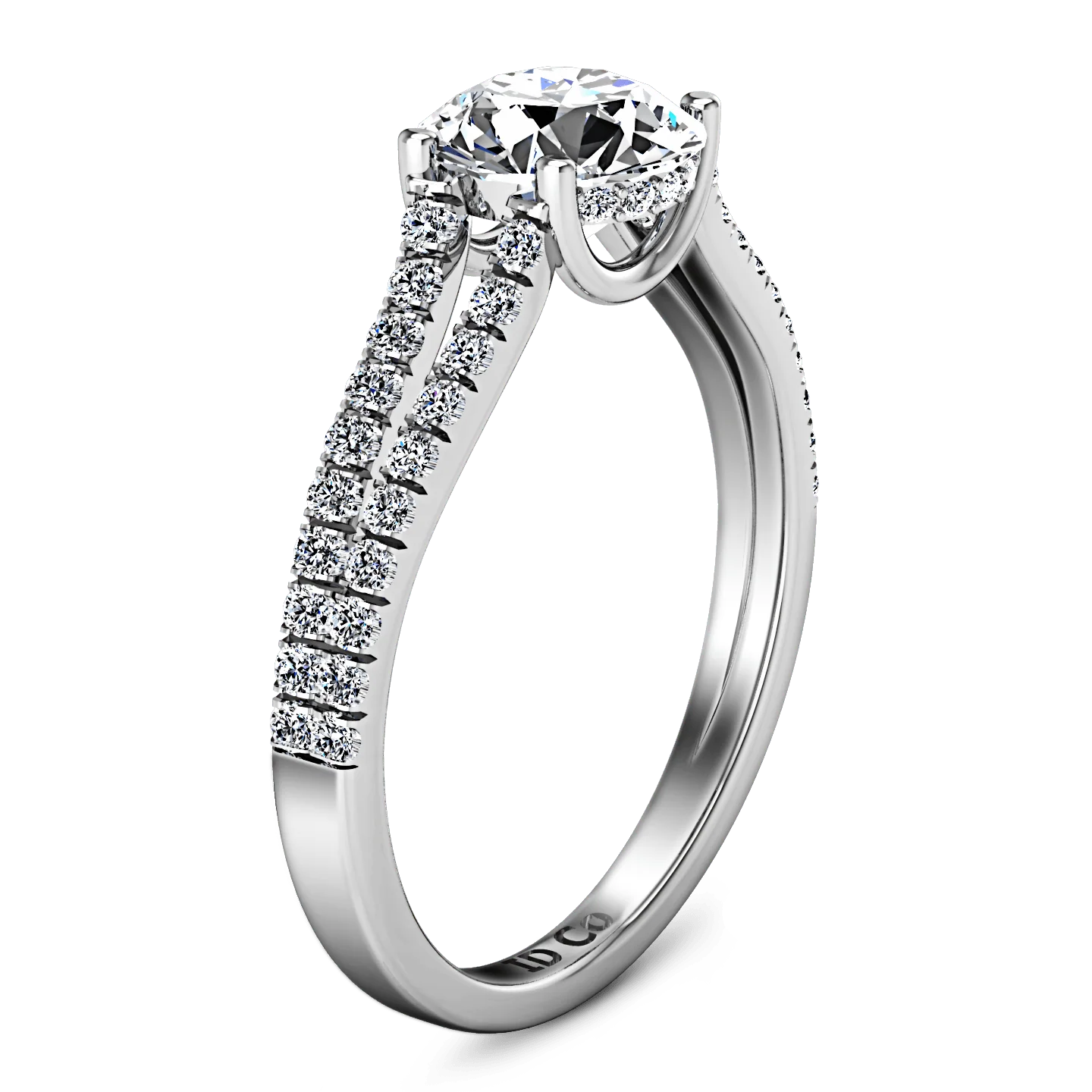 Round Diamond Pave Engagement Ring Dream 14K White Gold - Image 2