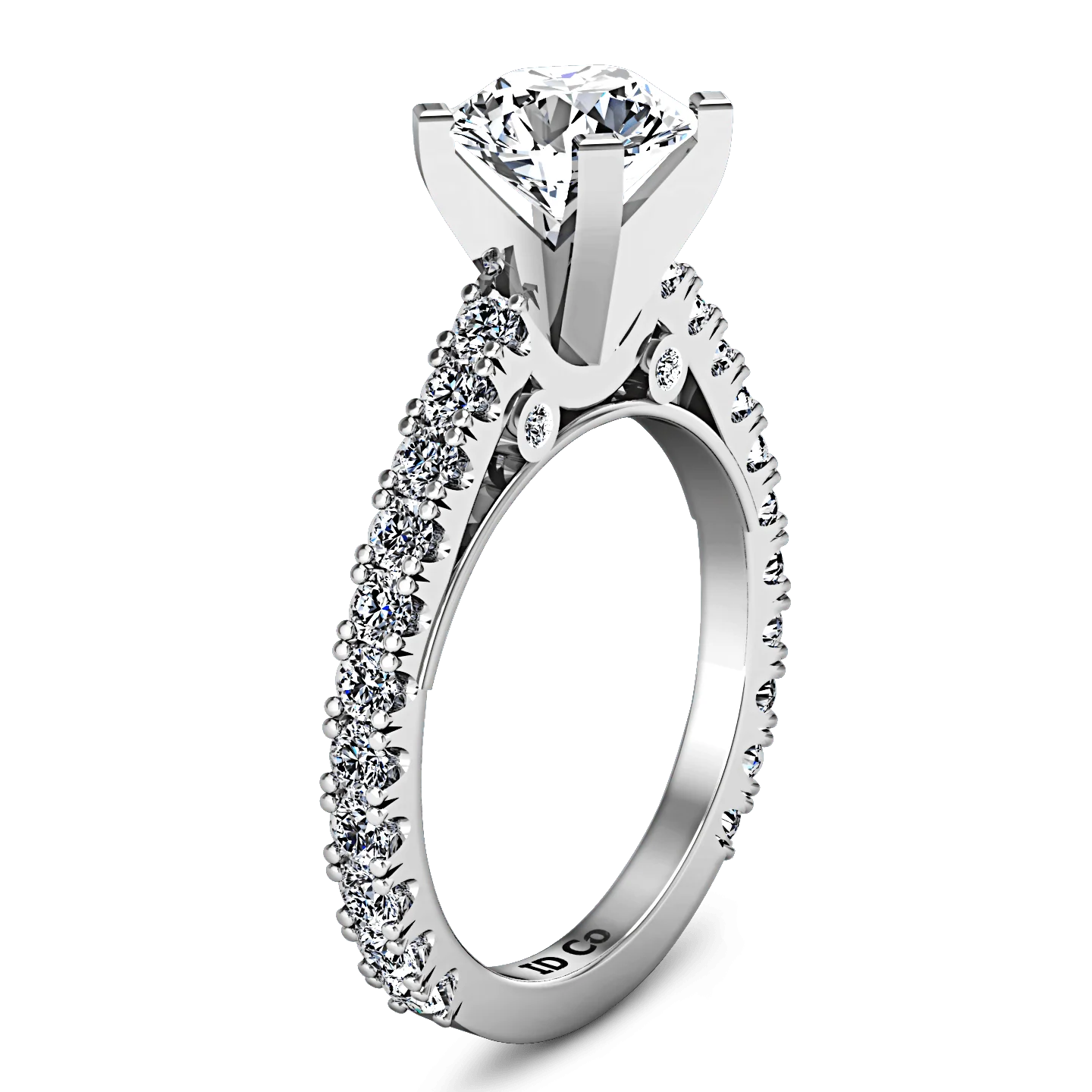 Round Diamond Pave Engagement Ring Eden 14K White Gold - Image 2
