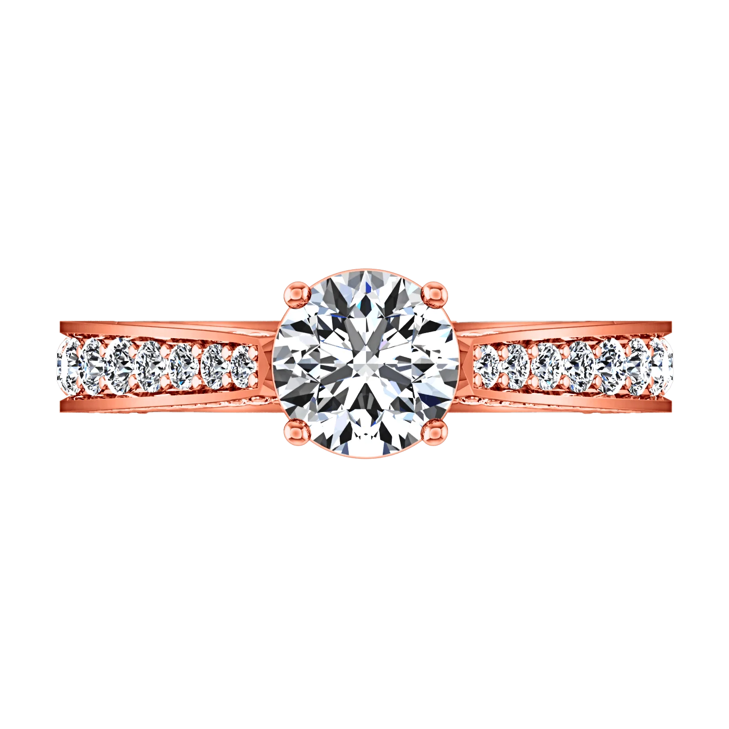 Pave Diamond Engagement Ring Elizabeth 14K Rose Gold - Image 4