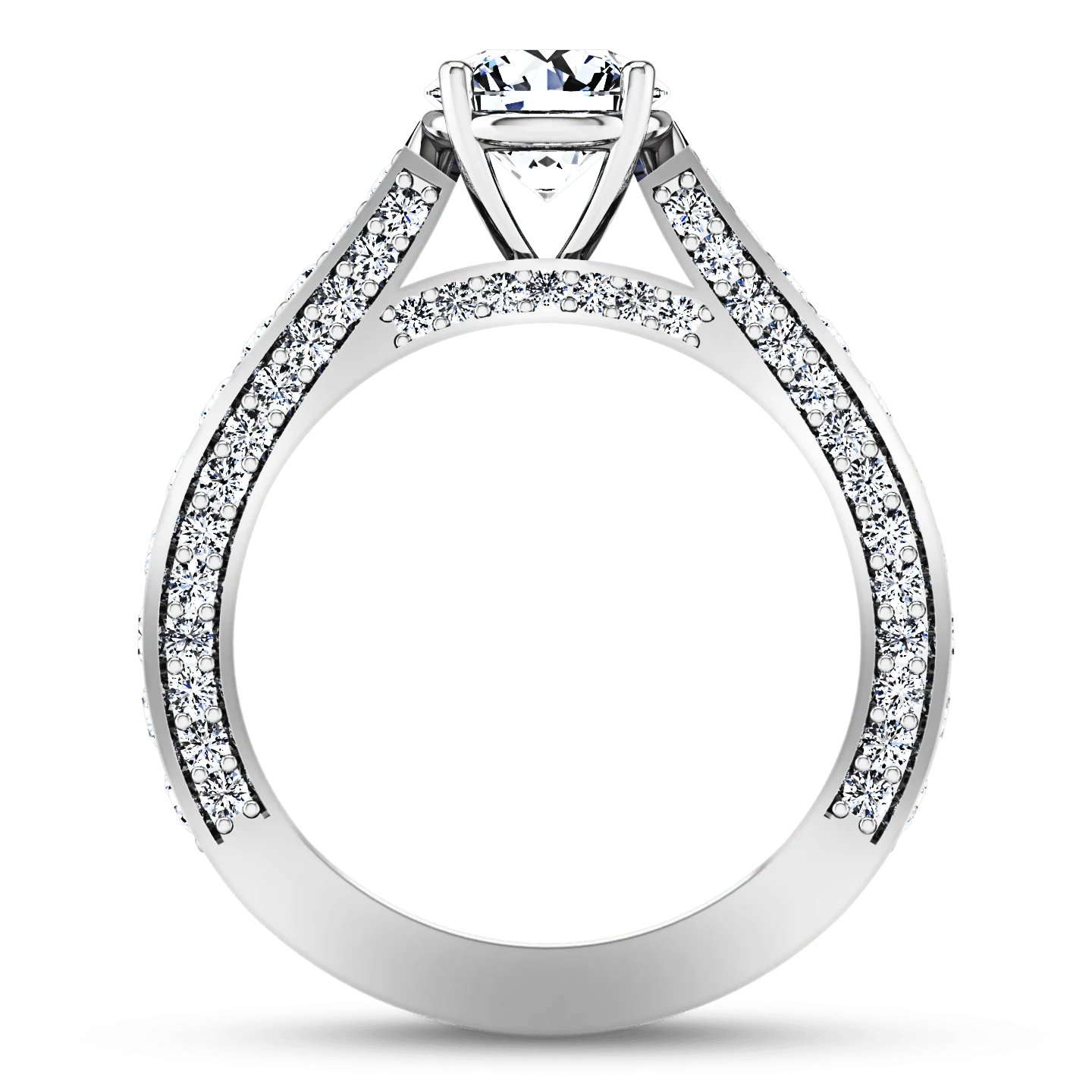 Round Diamond Pave Engagement Ring Elizabeth 14K White Gold - Image 3