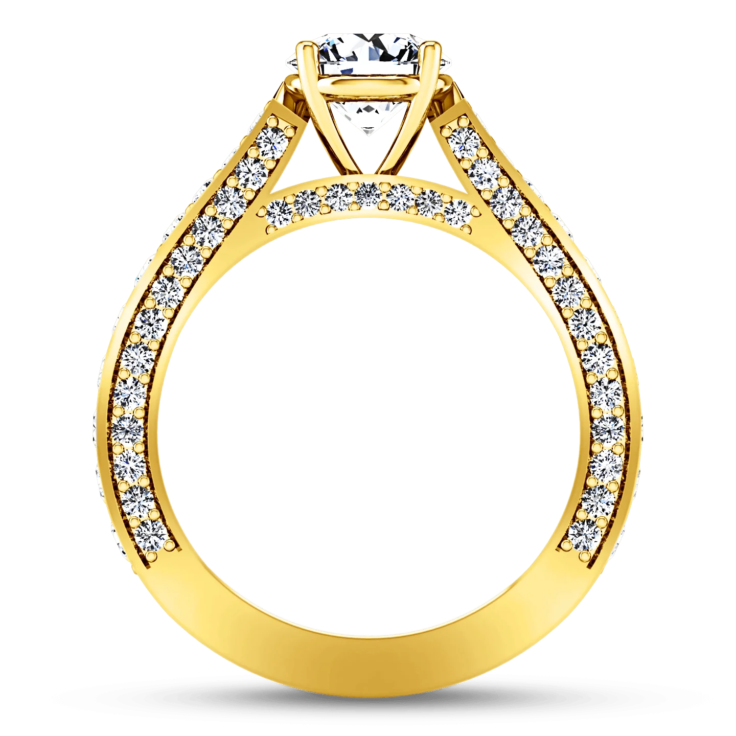 Pave Diamond EngagementRing Elizabeth 14K Yellow Gold - Image 2