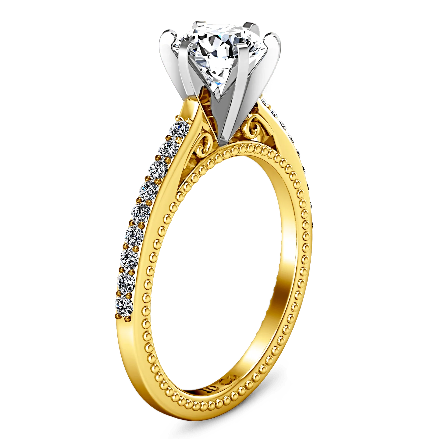 Pave Diamond EngagementRing Embrace 14K Yellow Gold - Image 2