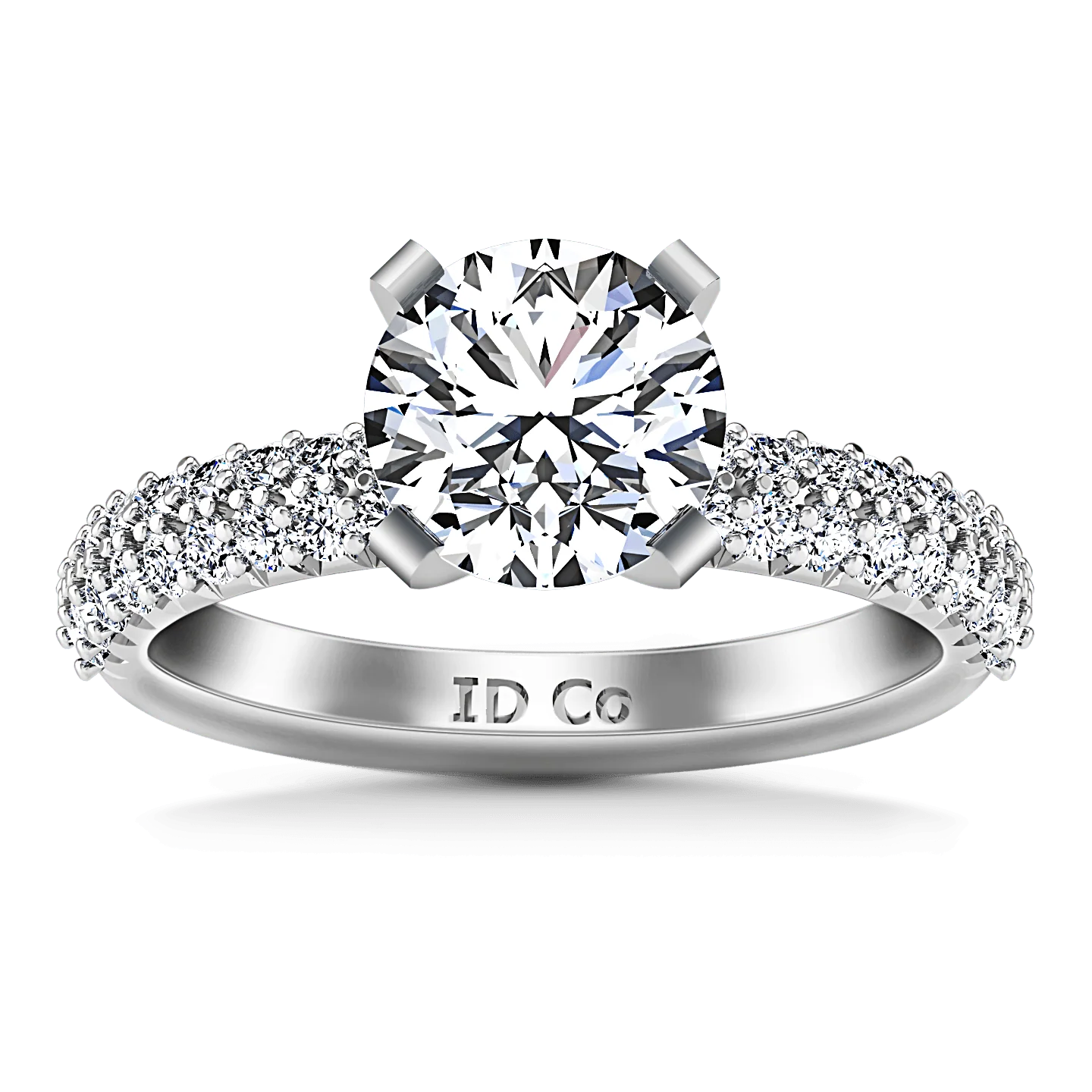 Round Diamond Pave Engagement Ring Gardenia 14K White Gold