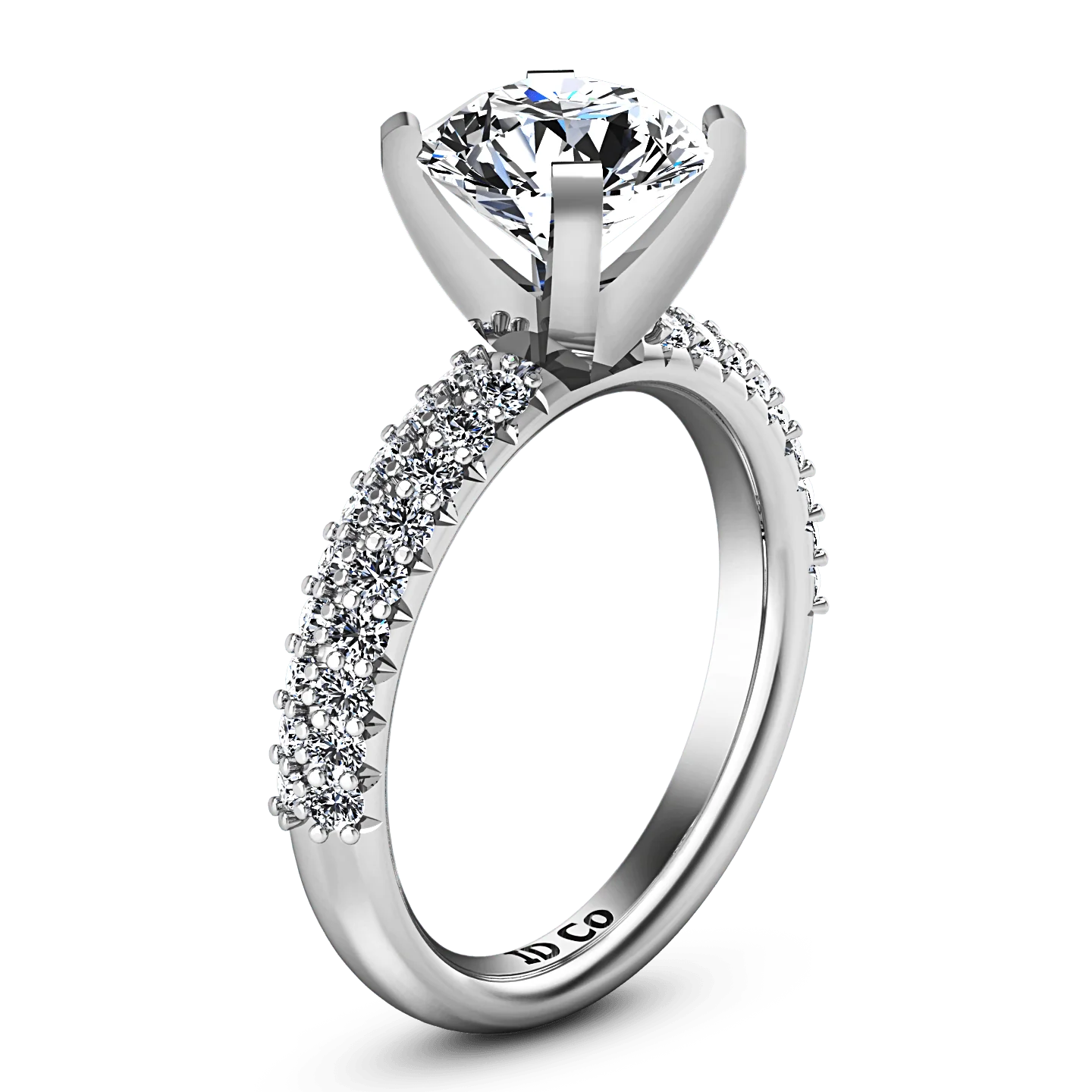 Round Diamond Pave Engagement Ring Gardenia 14K White Gold - Image 2