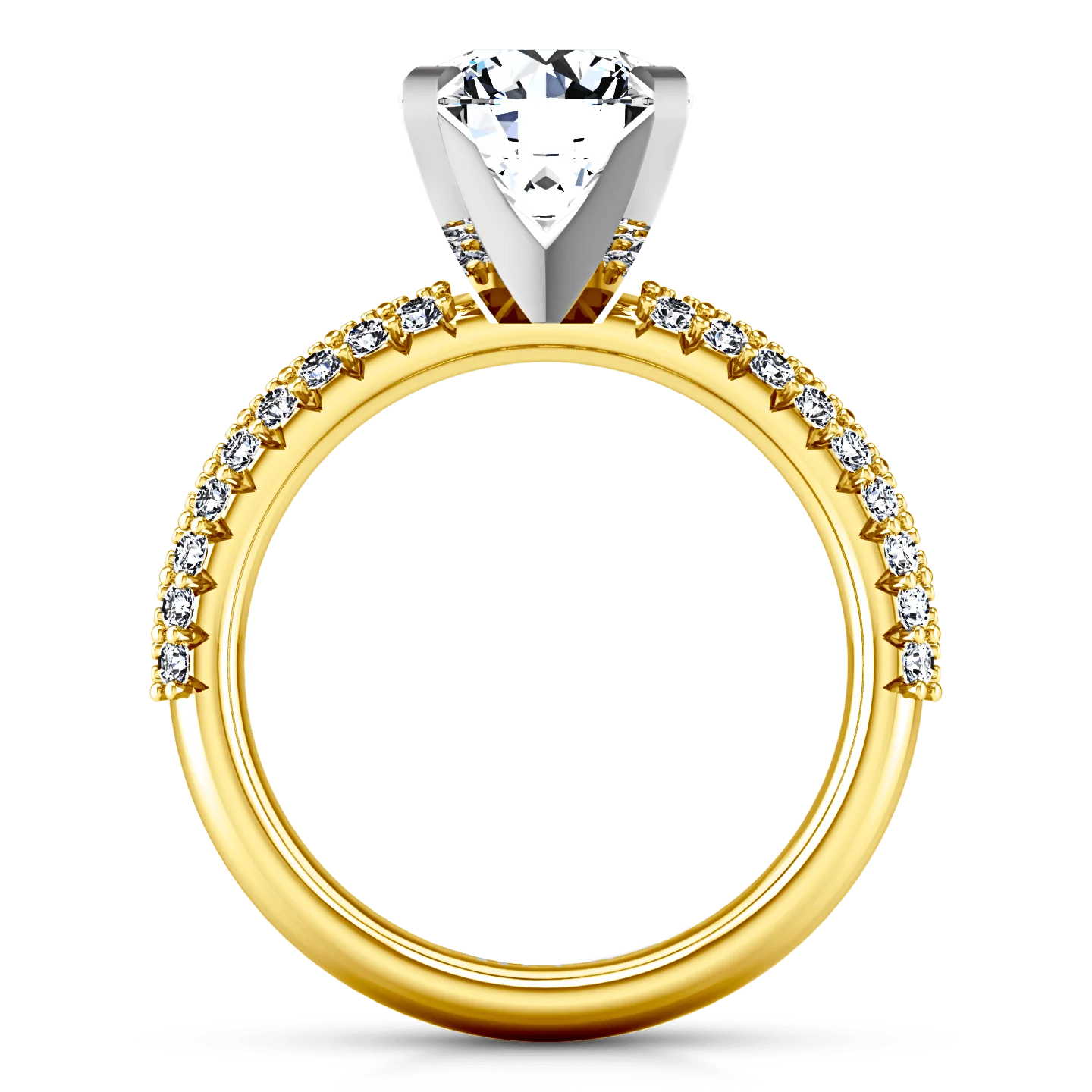 Pave Diamond EngagementRing Gardenia 14K Yellow Gold - Image 3