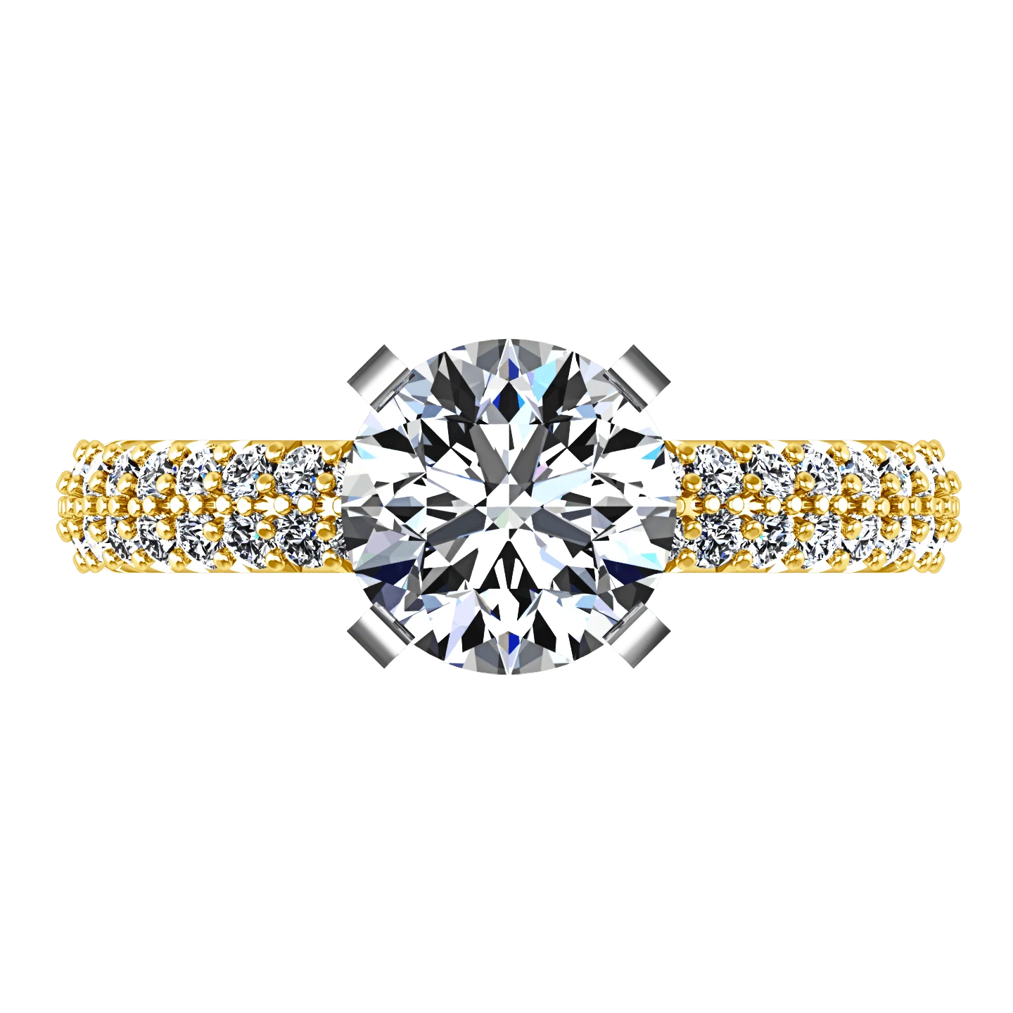 Pave Diamond EngagementRing Gardenia 14K Yellow Gold - Image 4