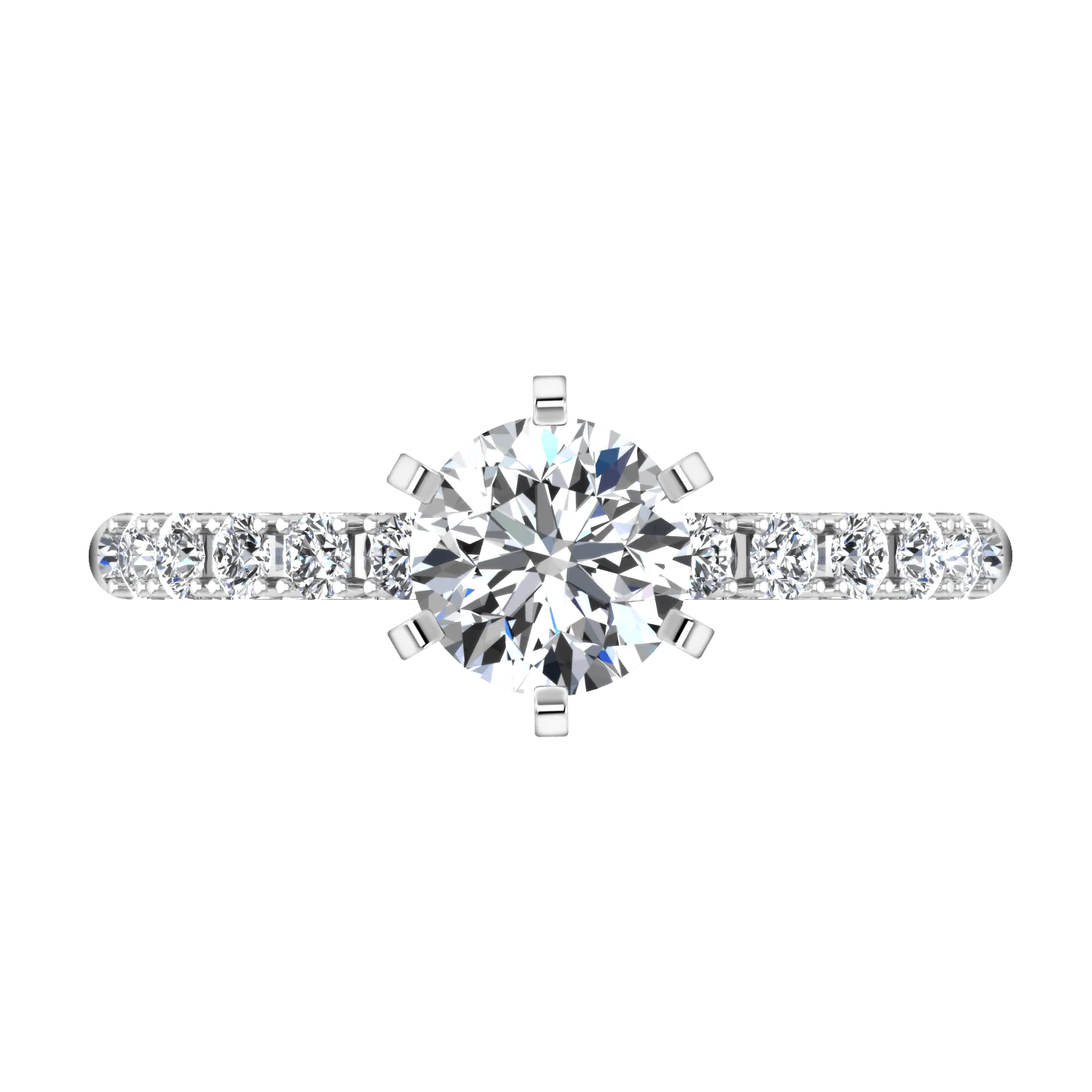 Round Diamond Pave Engagement Ring Grace 14K White Gold - Image 4