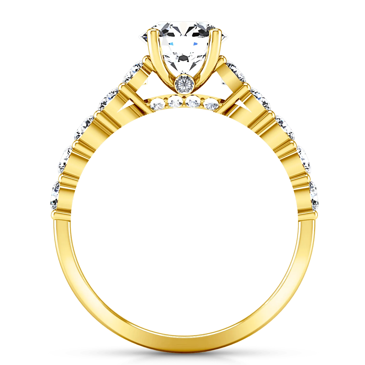 Pave Diamond EngagementRing Grande 14K Yellow Gold - Image 3