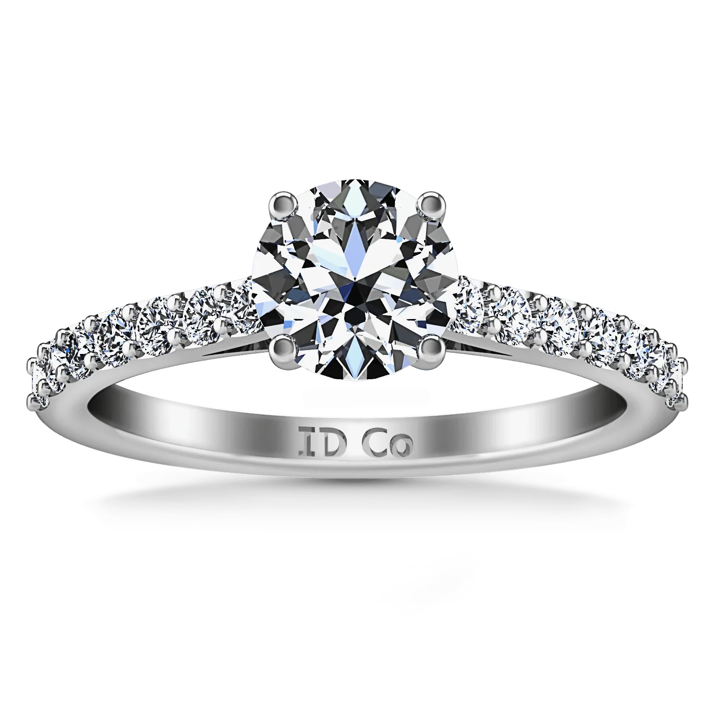 Round Diamond Pave Engagement Ring Harmoney 14K White Gold
