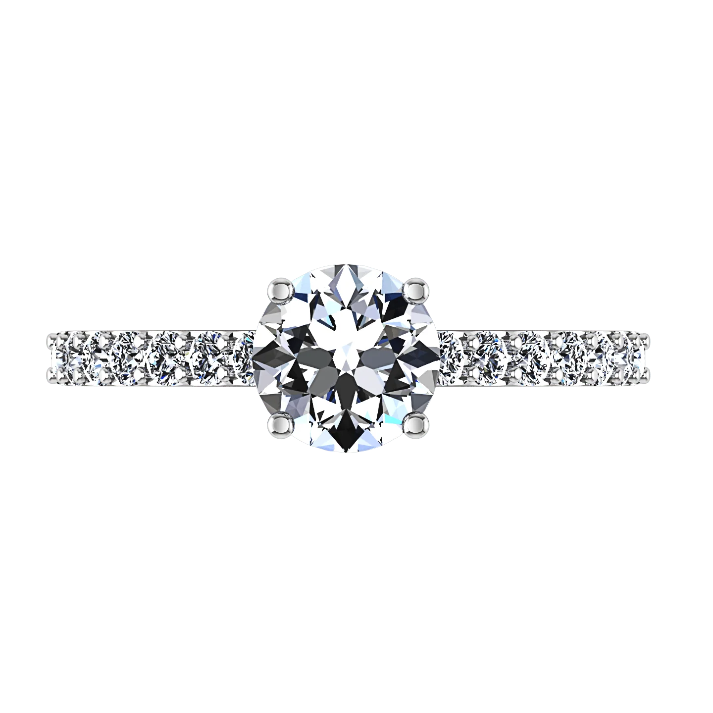 Round Diamond Pave Engagement Ring Harmoney 14K White Gold - Image 4
