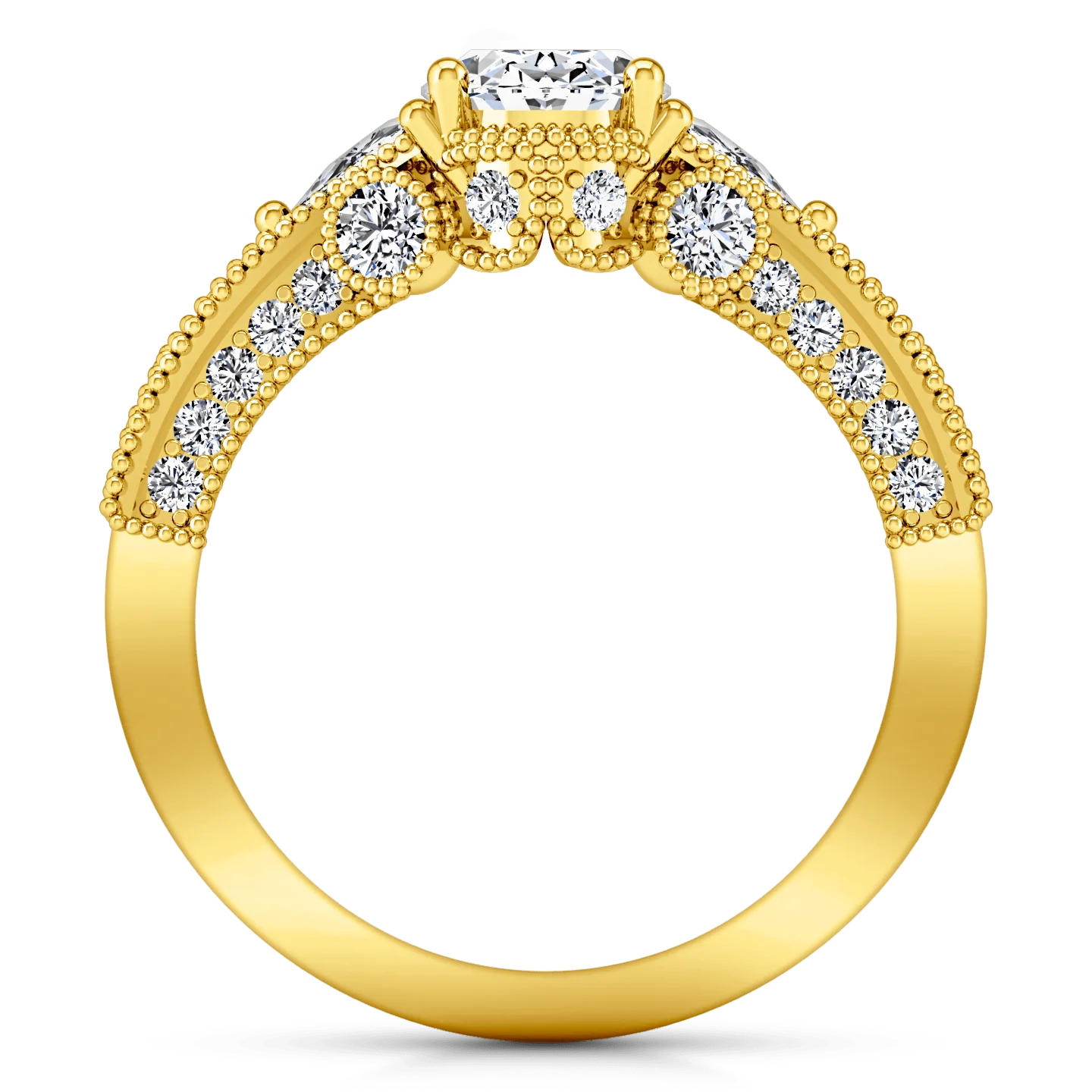 Pave Diamond EngagementRing Heritage 14K Yellow Gold - Image 3