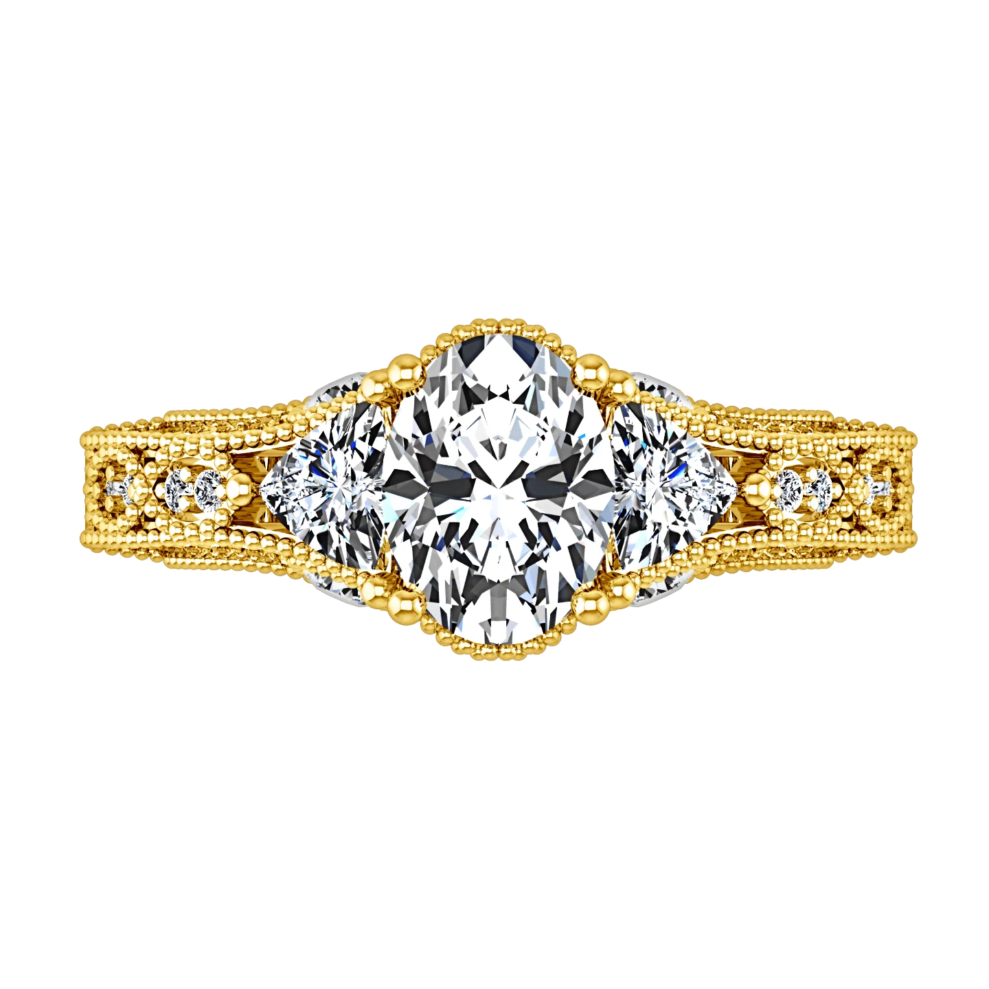 Pave Diamond EngagementRing Heritage 14K Yellow Gold - Image 4