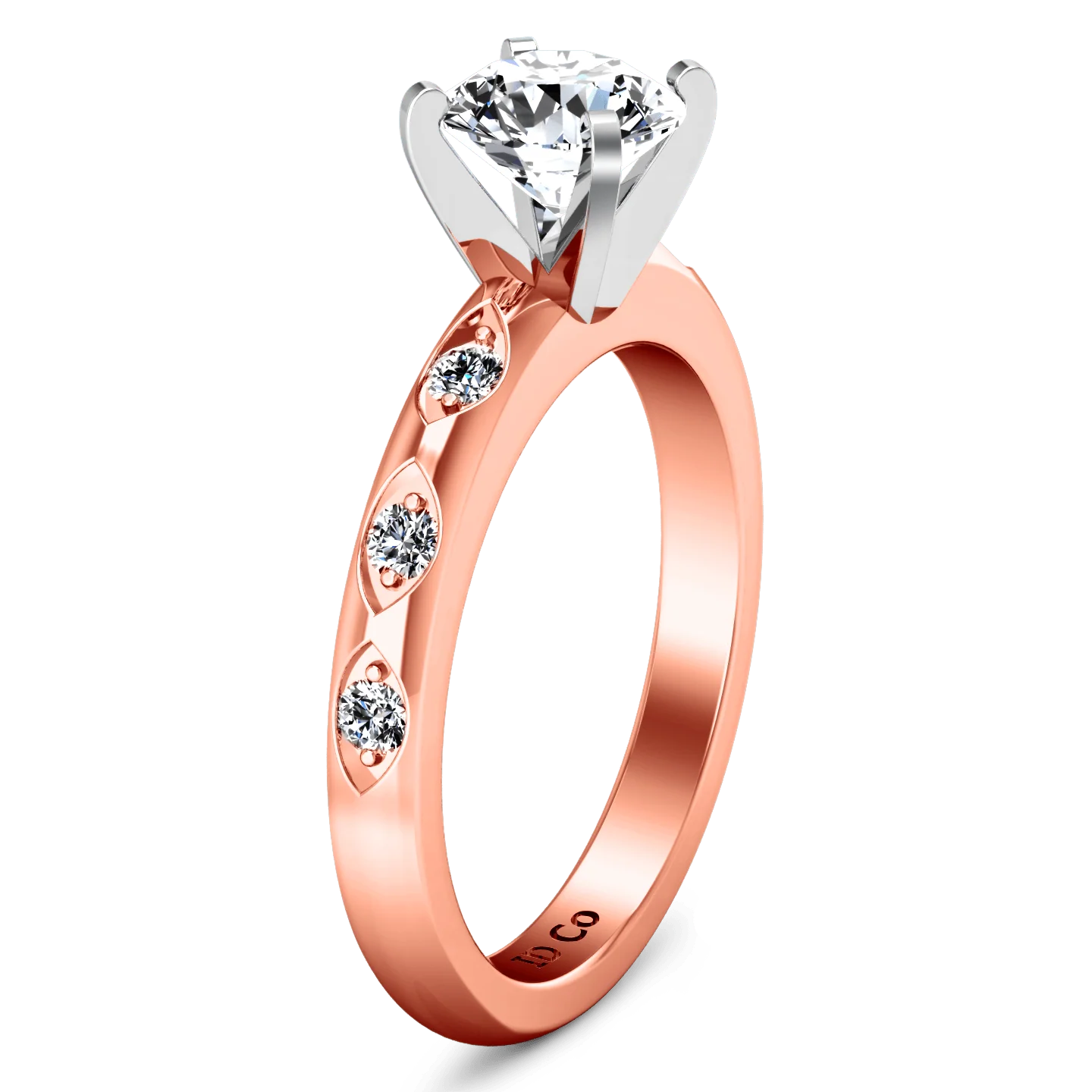 Pave Diamond Engagement Ring Jazz 14K Rose Gold - Image 2