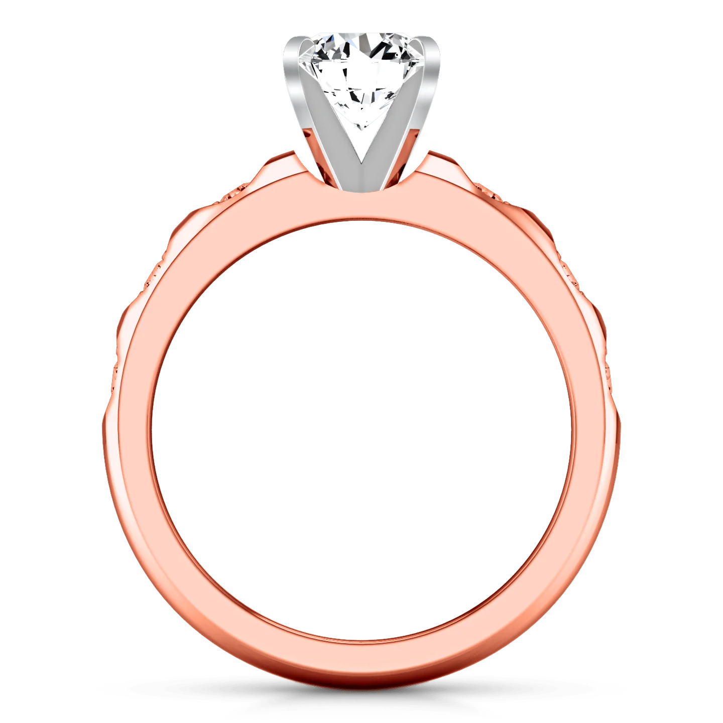 Pave Diamond Engagement Ring Jazz 14K Rose Gold - Image 4