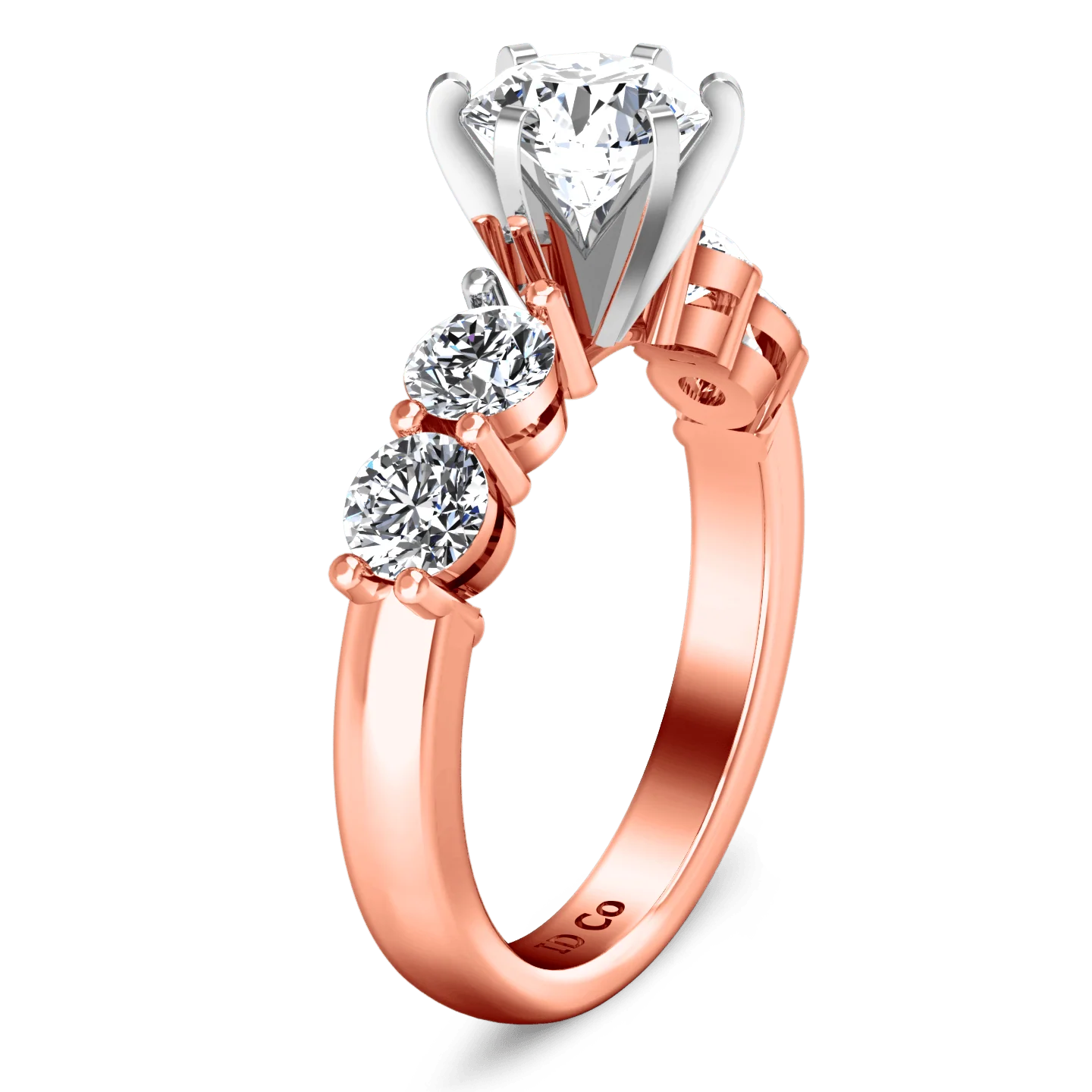 Pave Diamond Engagement Ring Journey 14K Rose Gold - Image 2