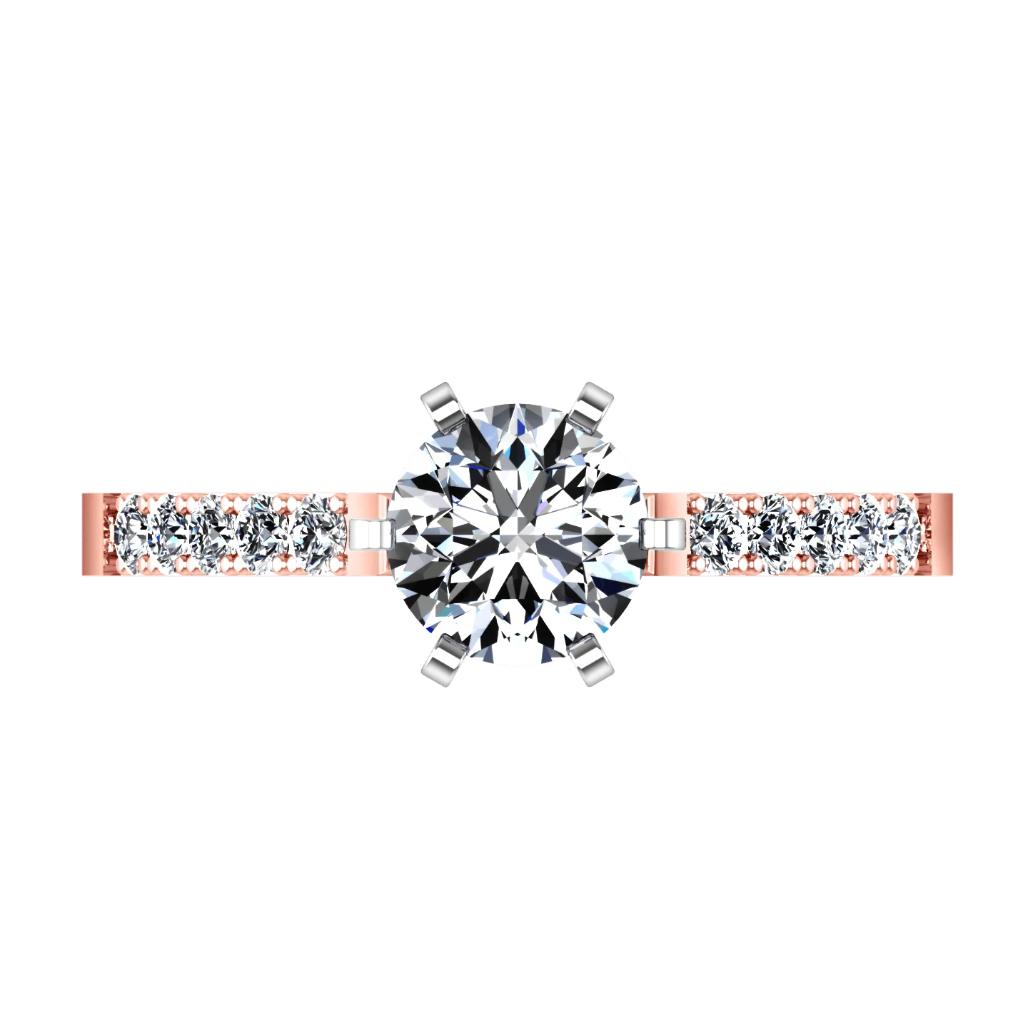 Pave Diamond Engagement Ring Lauren 14K Rose Gold - Image 3