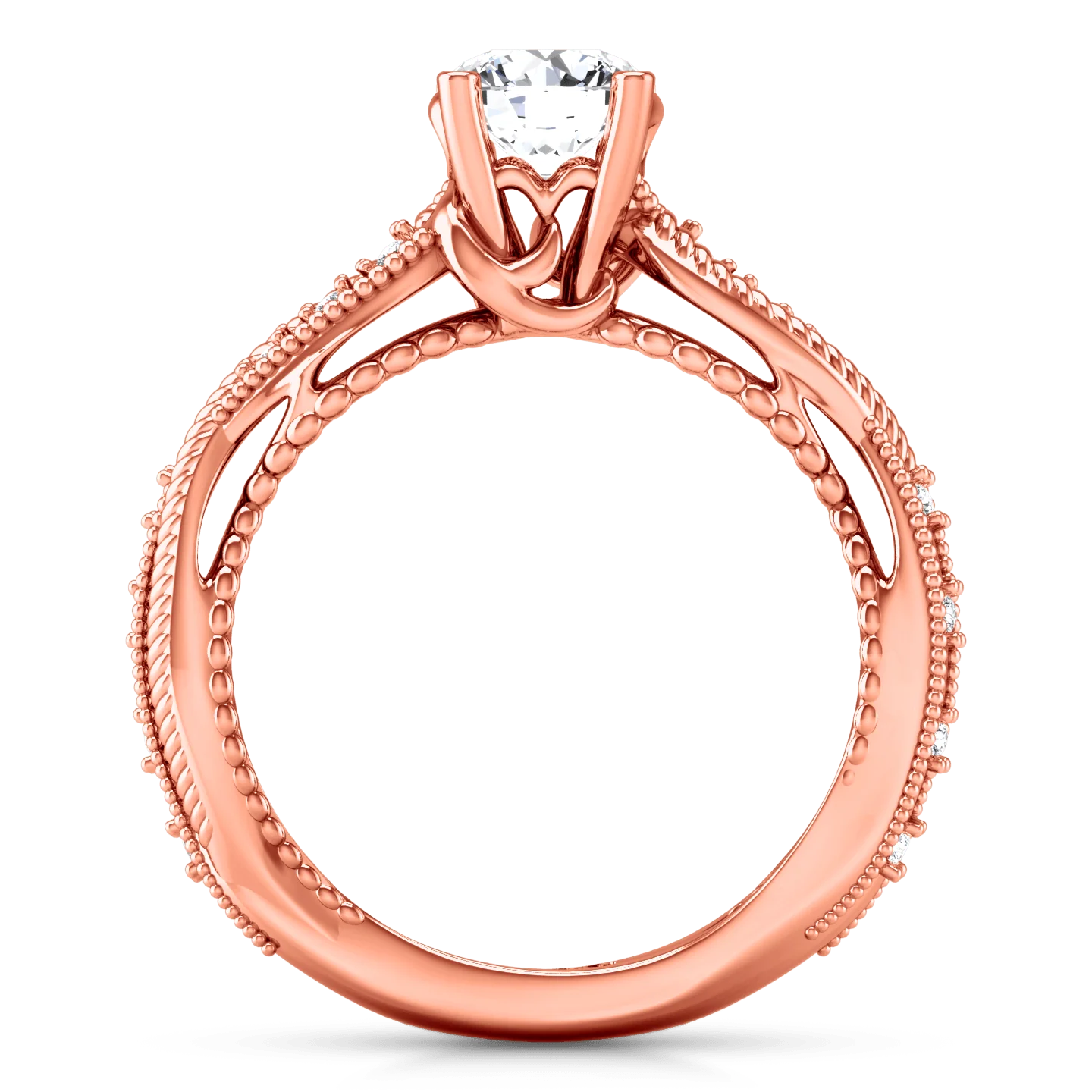 Pave Diamond Engagement Ring Maeve 14K Rose Gold - Image 3