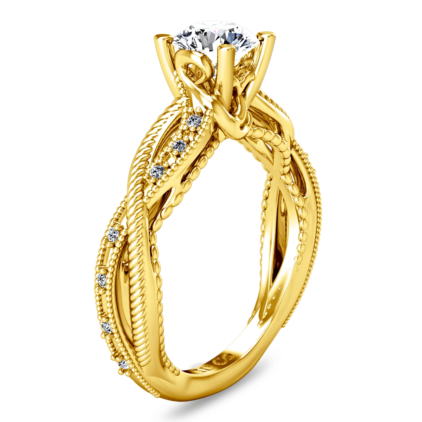 Pave Diamond EngagementRing Maeve 14K Yellow Gold - Image 2