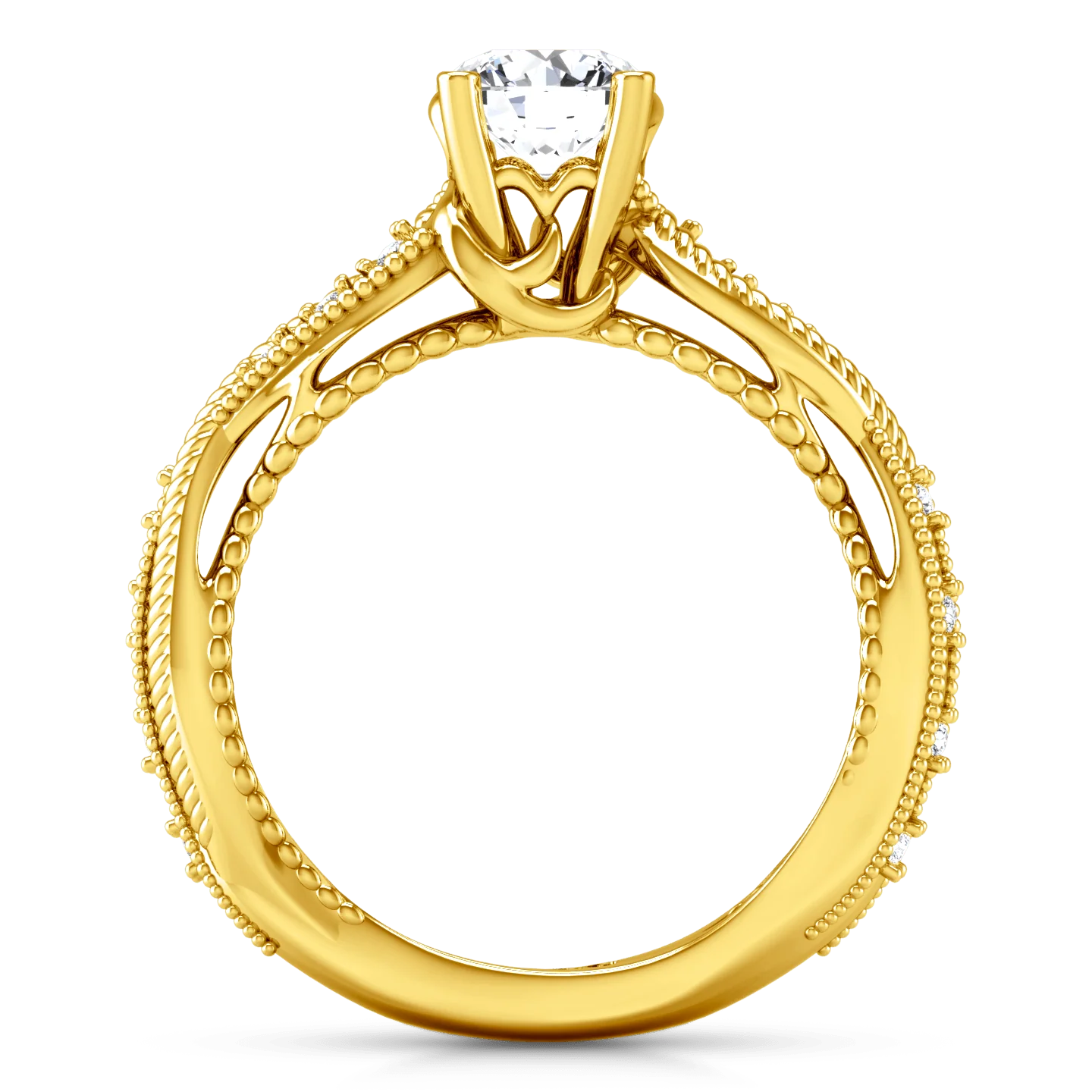 Pave Diamond EngagementRing Maeve 14K Yellow Gold - Image 3