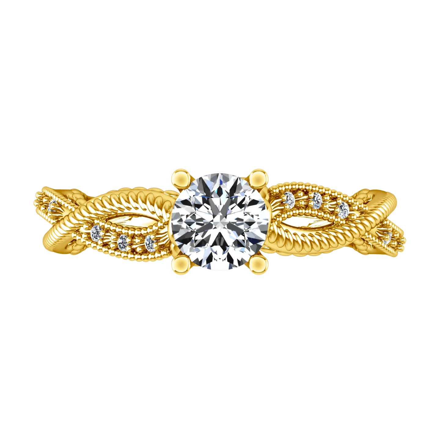 Pave Diamond EngagementRing Maeve 14K Yellow Gold - Image 4