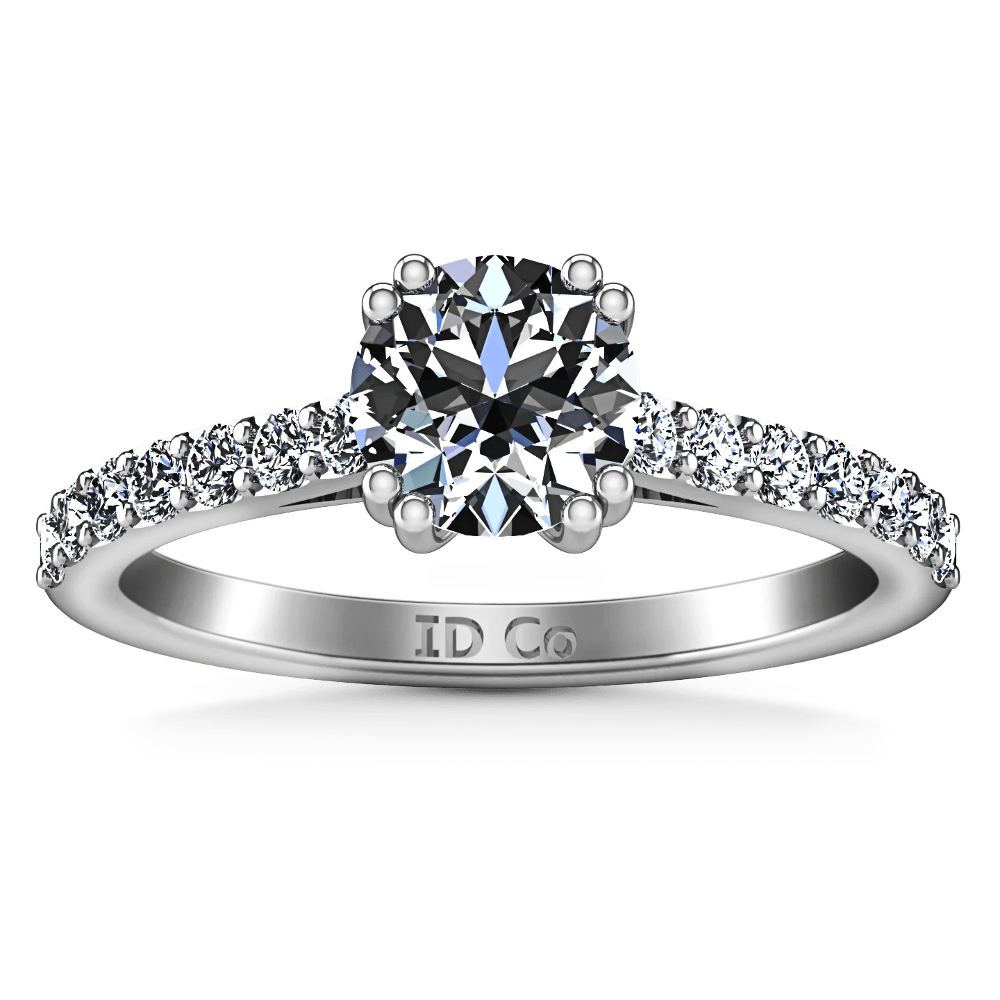 Round Diamond Pave Engagement Ring Michelle 14K White Gold